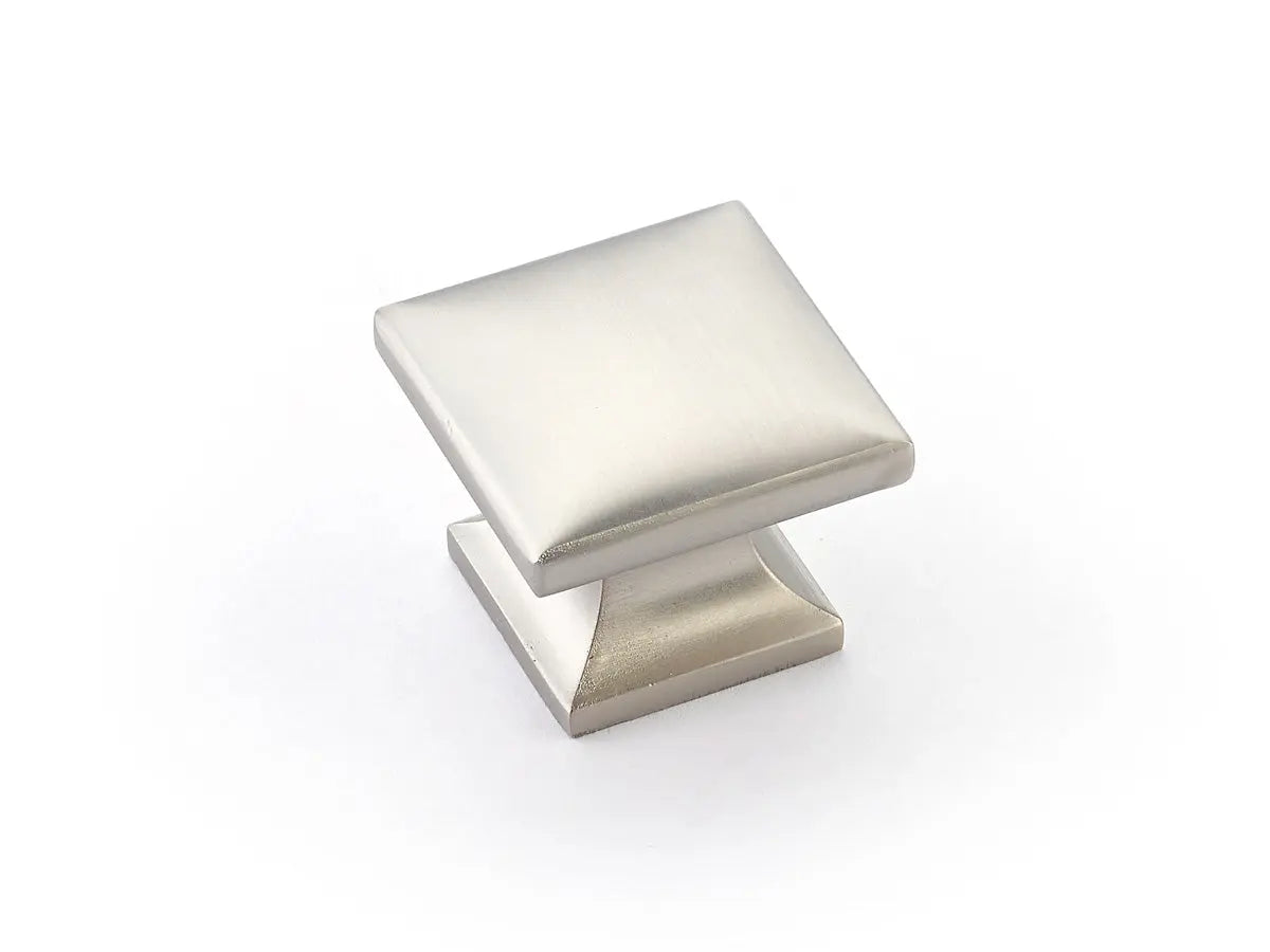 Schaub Northport, Square Knob, Satin Nickel, 1-3/8" dia - Hentell
