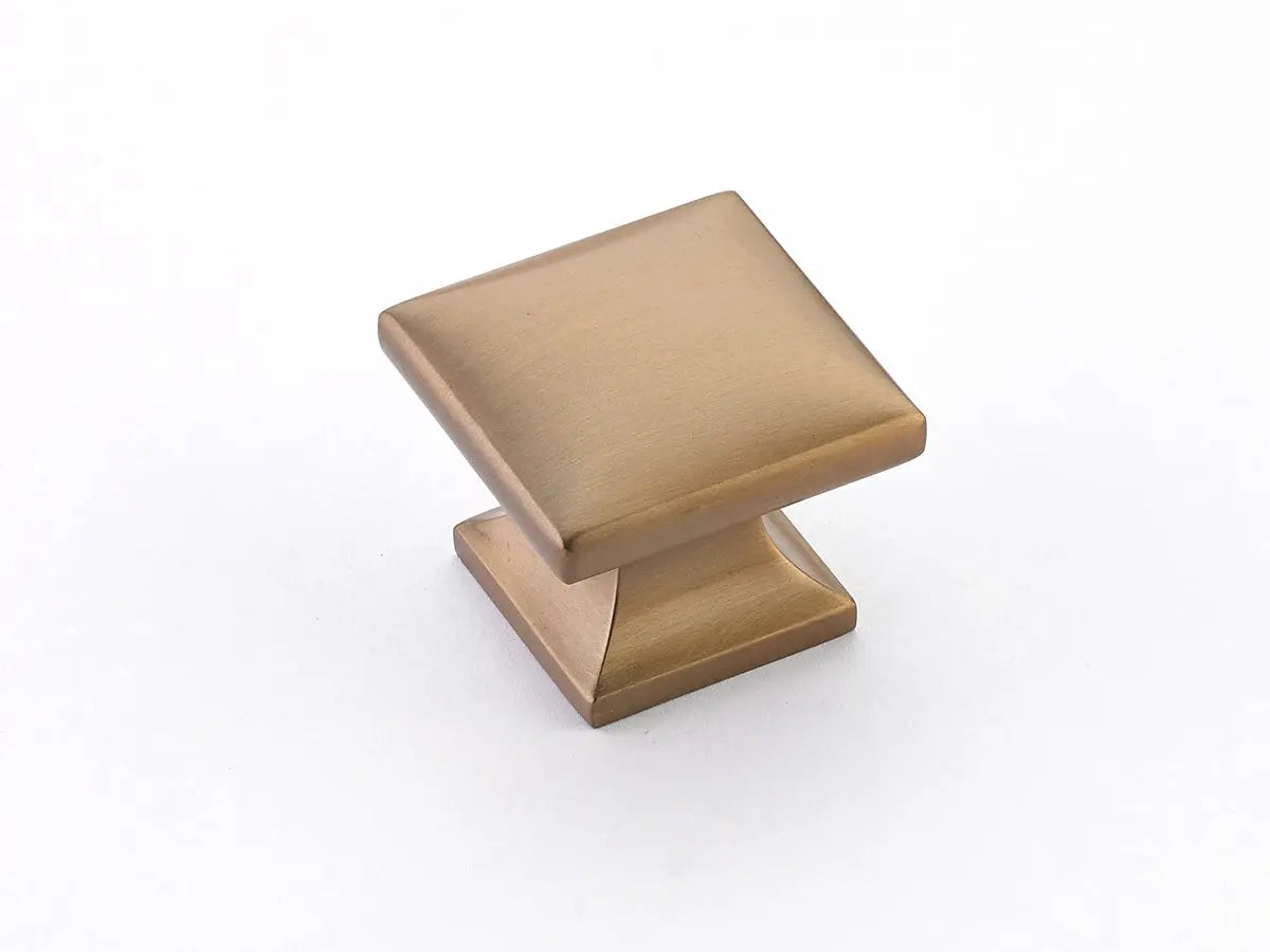 Schaub Northport, Square Knob, Brushed Bronze, 1-3/8" dia - Hentell