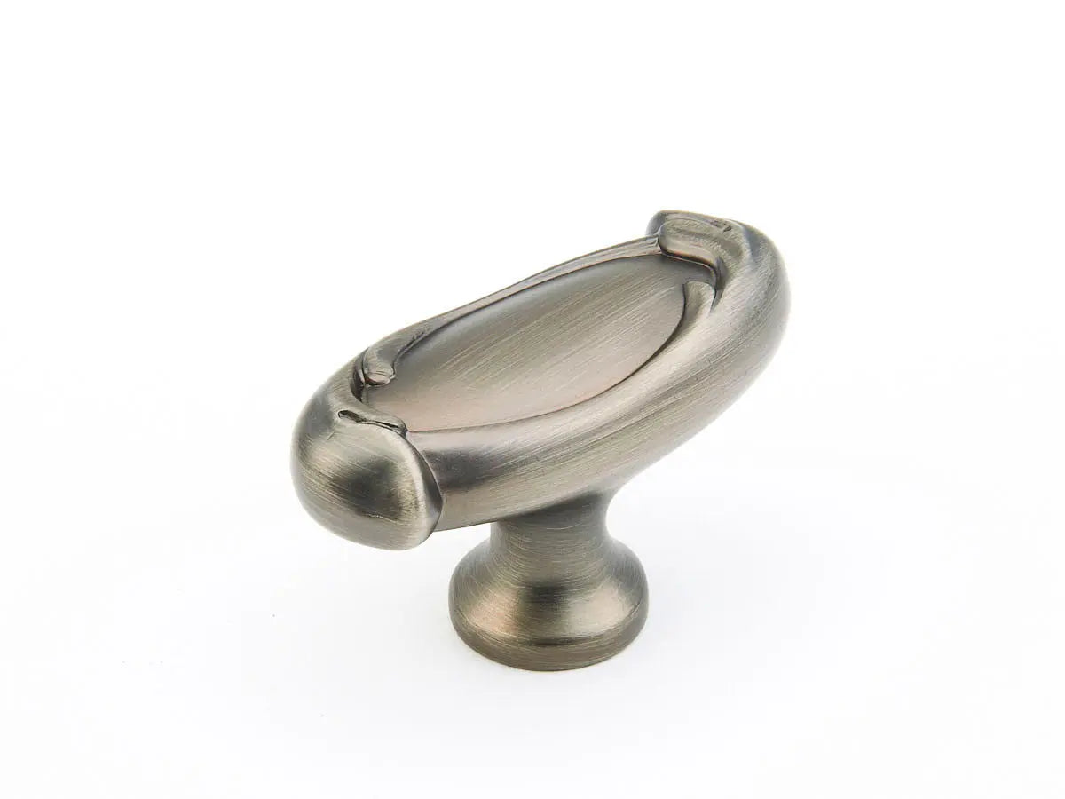 Schaub French Farm, Knob, Oval, Antique Nickel, 1-7/8" Schaub Hentell Schaub