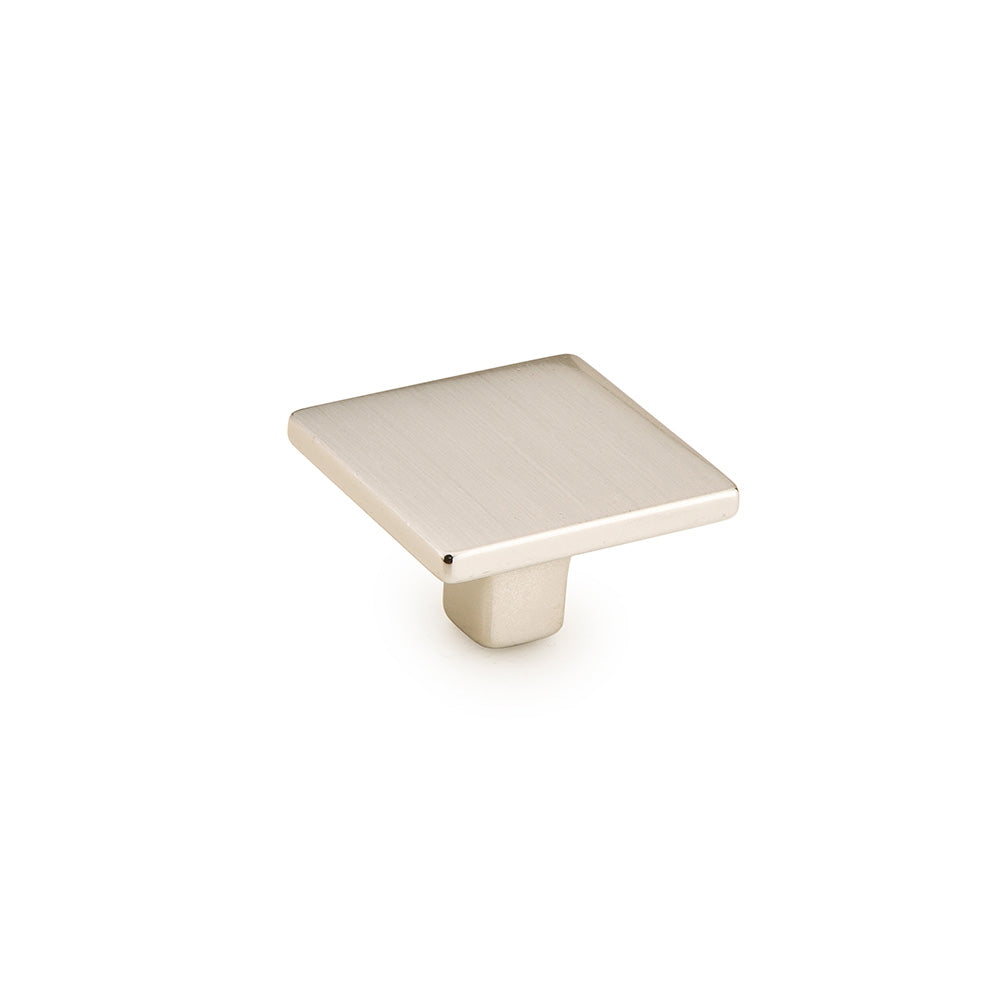 Schaub Armadio, Knob, Square, Satin Nickel 1-3/8" dia Schaub Hentell Schaub