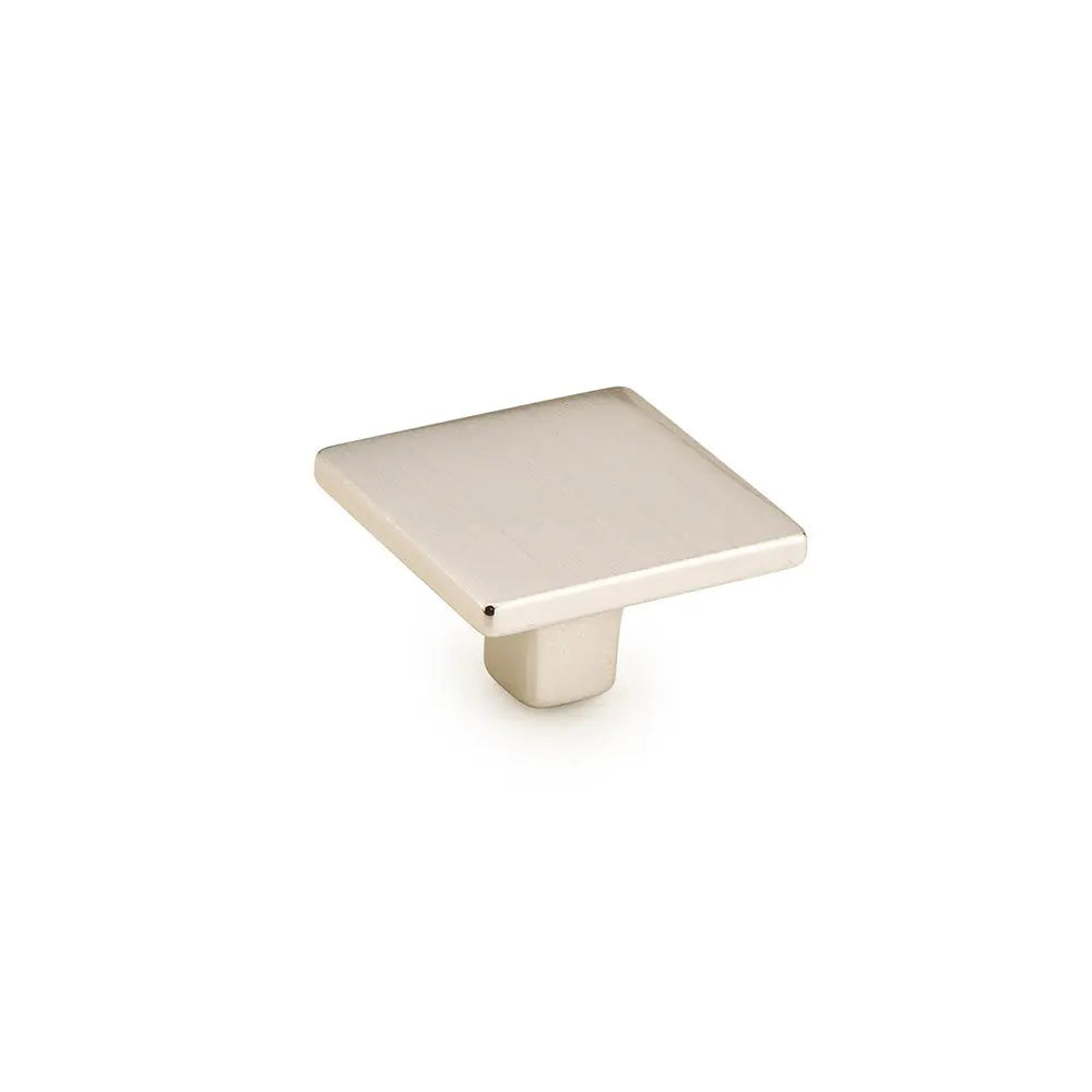 Schaub Armadio, Knob, Square, Satin Nickel 1-3/8" dia Schaub Hentell Schaub