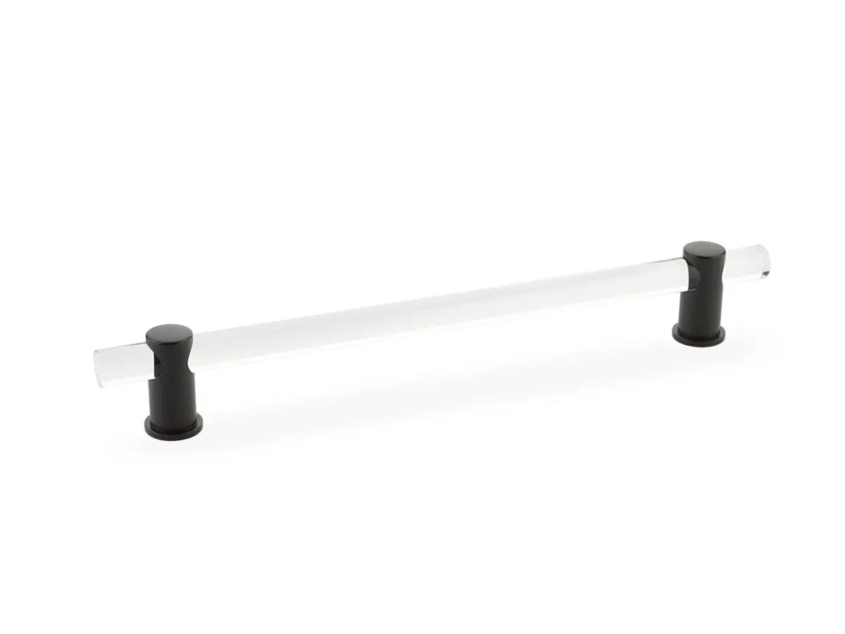 Schaub Lumiere, adjustable acrylic bar pull, 8" cc, with Oil Rubbed Bronze stems Schaub Hentell Schaub