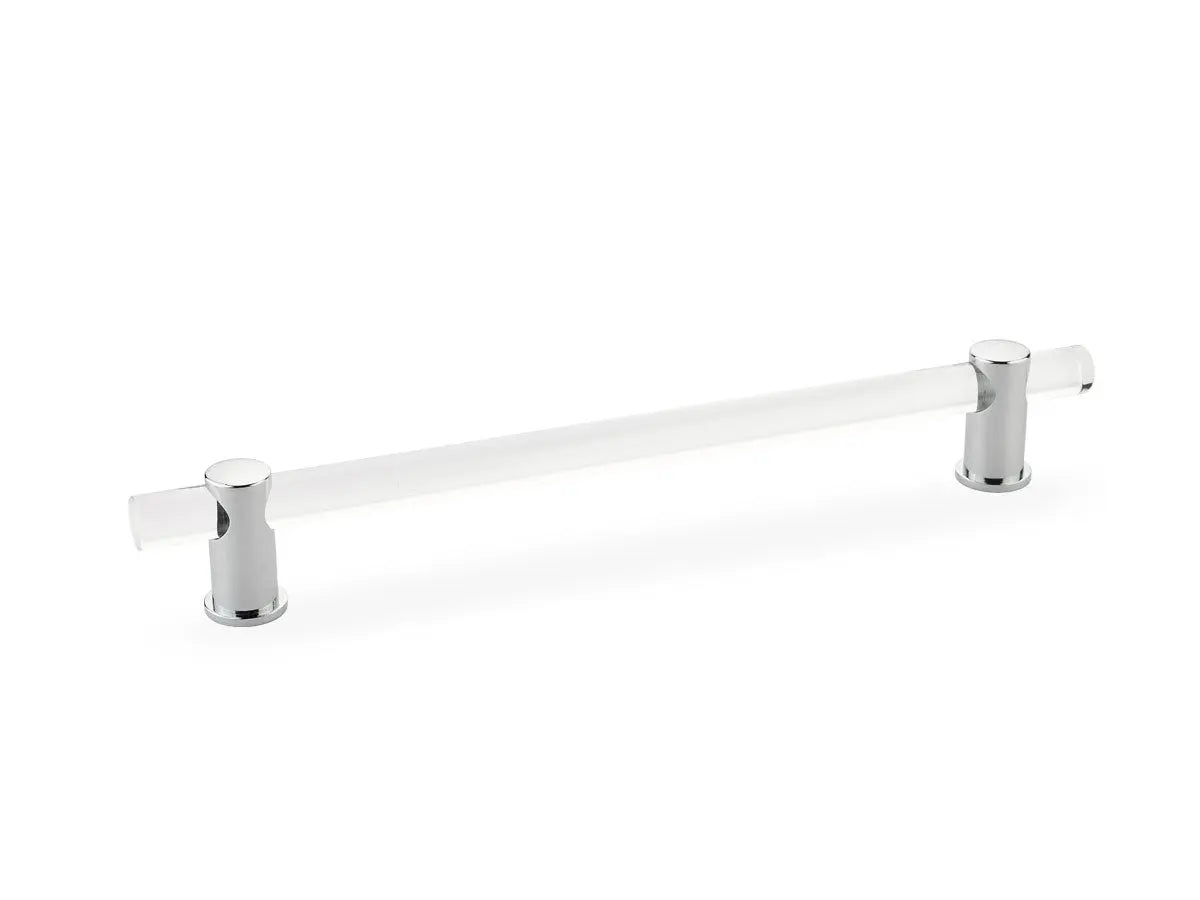 Schaub Lumiere, adjustable acrylic bar pull, 8" cc, with Polished Chrome stems Schaub Hentell Schaub