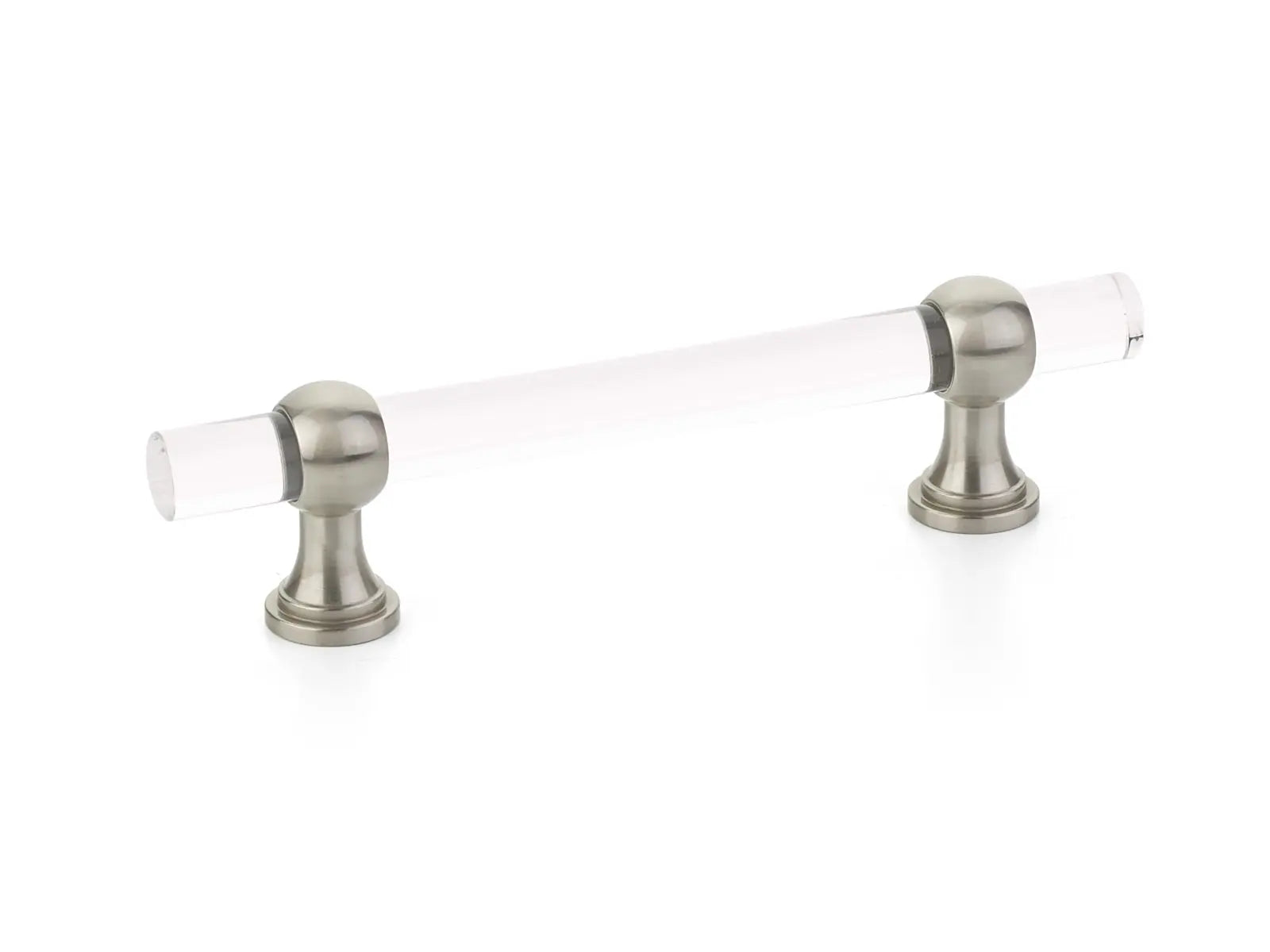 Schaub Lumiere Transitional, Adjustable acrylic bar pull, 4" cc, with Satin Nickel stems Schaub Hentell Schaub