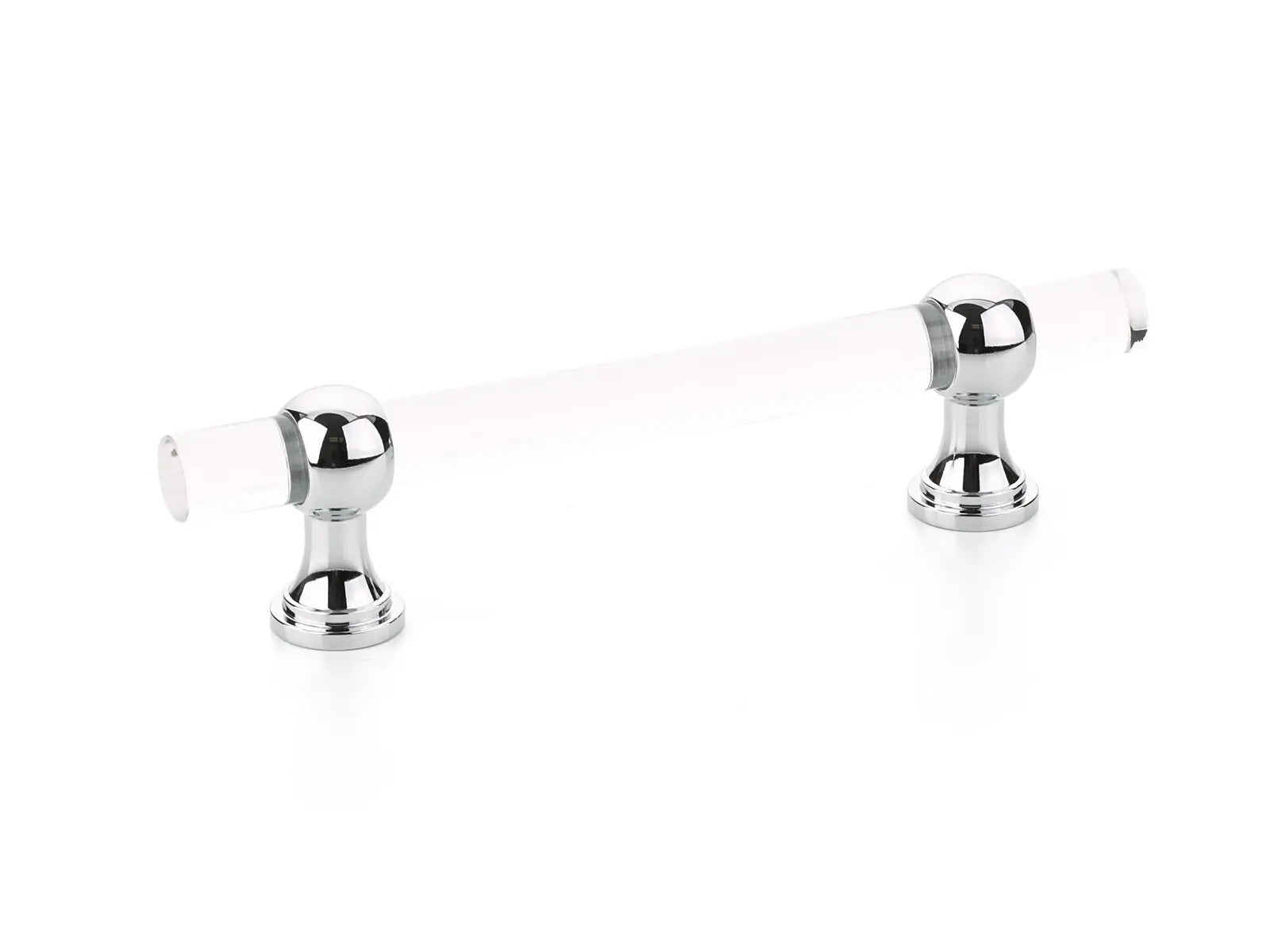 Schaub Lumiere Transitional, Adjustable acrylic bar pull, 4" cc, with Polished Chrome stems Schaub Hentell Schaub