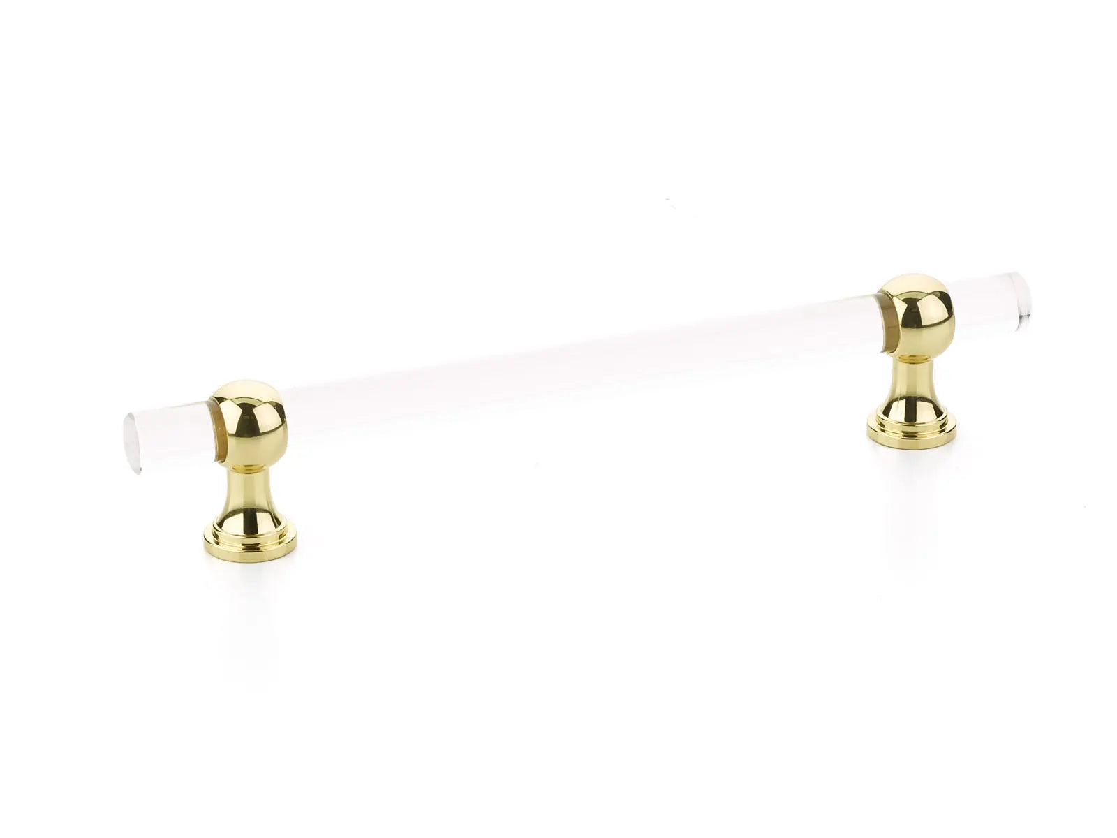 Schaub Lumiere Transitional, Adjustable acrylic bar pull, 6" cc, with Polished Brass stems Schaub Hentell Schaub