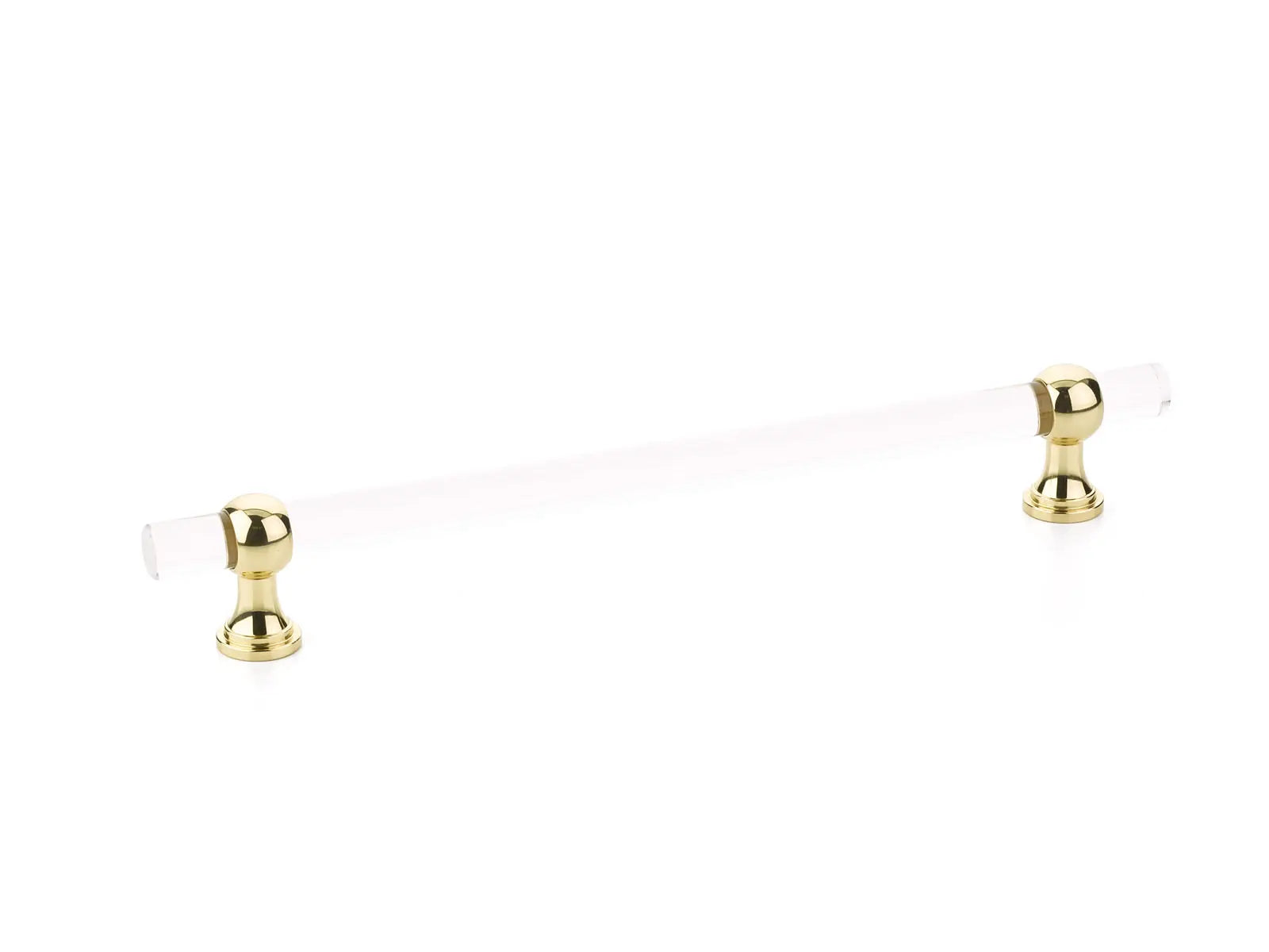 Schaub Lumiere Transitional, Acrylic bar pull, 8" cc, with Polished Brass stems Schaub Hentell Schaub