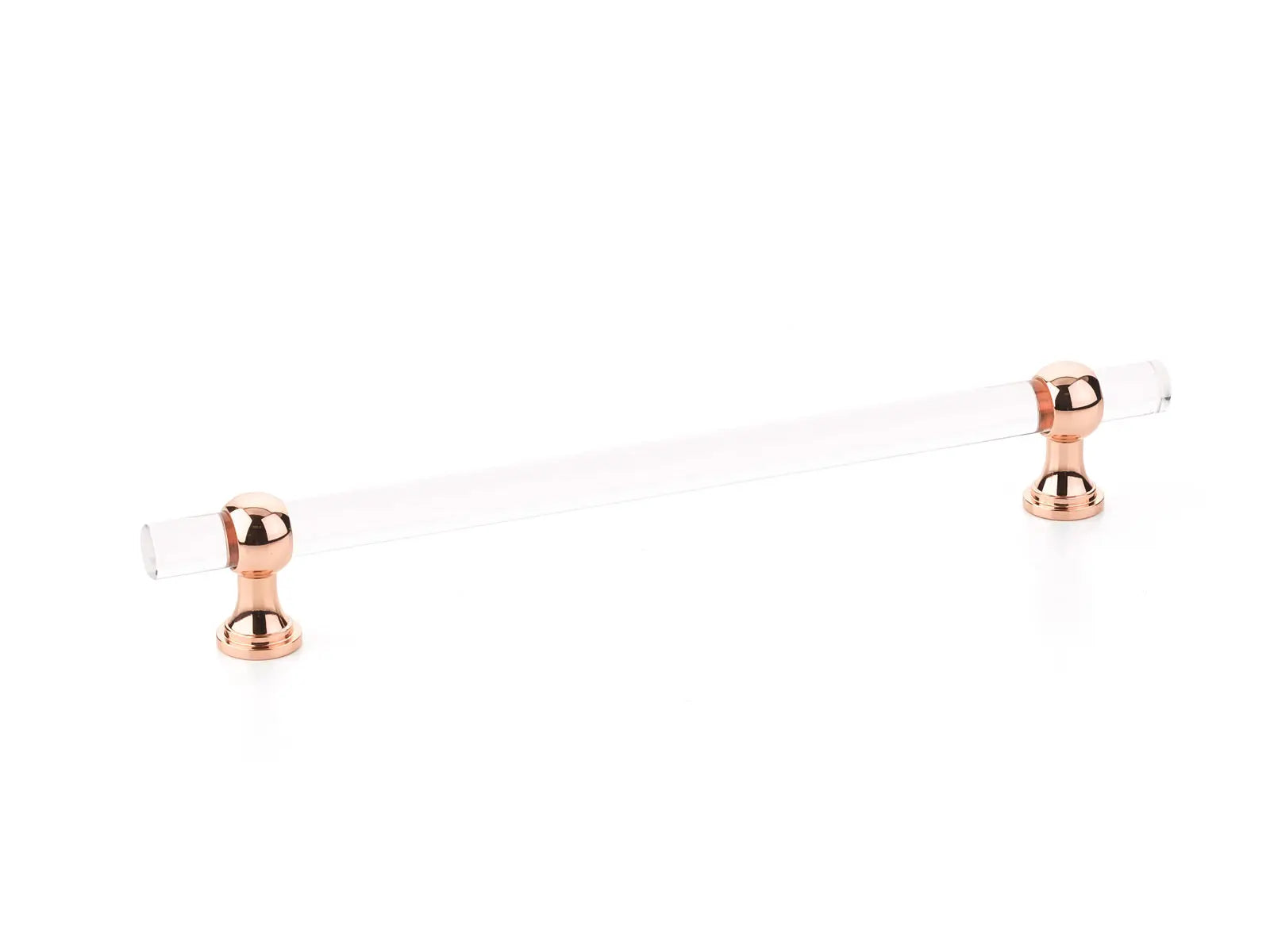 Schaub Lumiere Transitional, Acrylic bar pull, 8" cc, with Polished Rose Gold stems Schaub Hentell Schaub