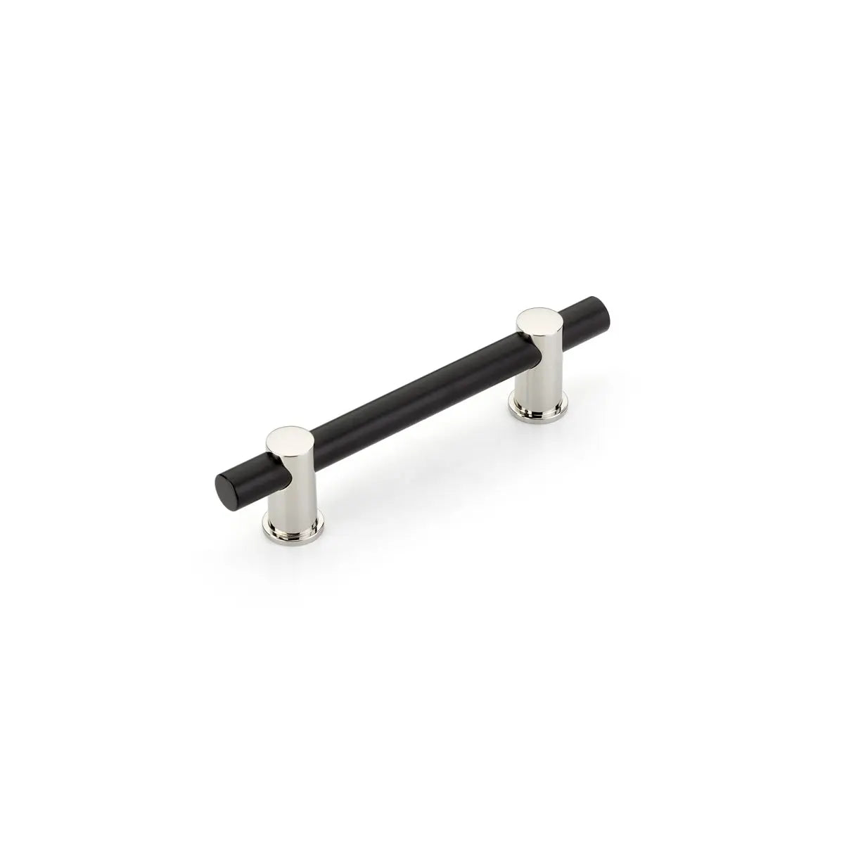 Schaub Fonce', Bar Pull, 4" cc with Matte Black bar and Polished Nickel stems Schaub Hentell Schaub