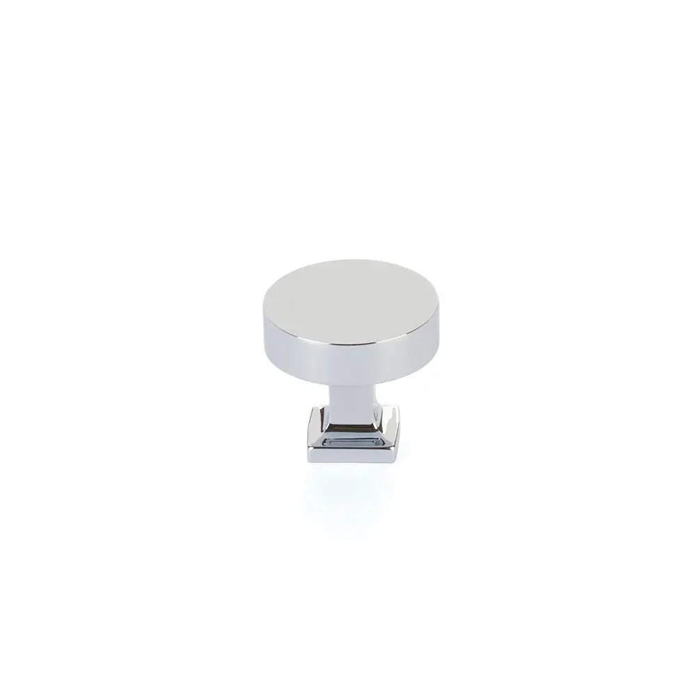 Schaub Haniburton, Round Knob with Square Base, Polished Chrome Schaub Hentell Schaub