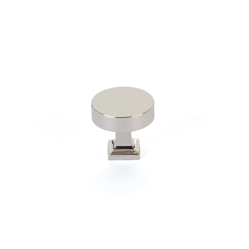 Schaub Haniburton, Round Knob with Square Base, Polished Nickel