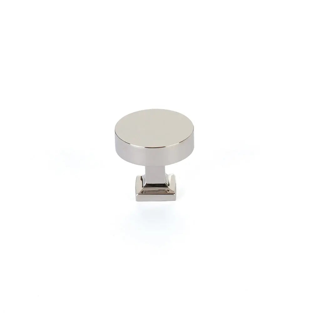 Schaub Haniburton, Round Knob with Square Base, Polished Nickel Schaub Hentell Schaub