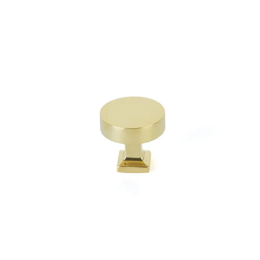 Schaub Haniburton, Round Knob with Square Base, Unlacquered Brass Schaub Hentell Schaub