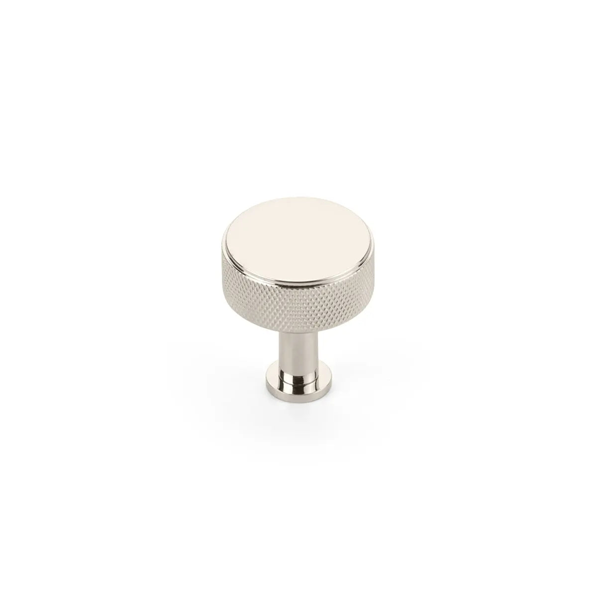 Schaub Pub House, Round Knob, Knurled, Polished Nickel, 1-1/4" dia Schaub Hentell Schaub