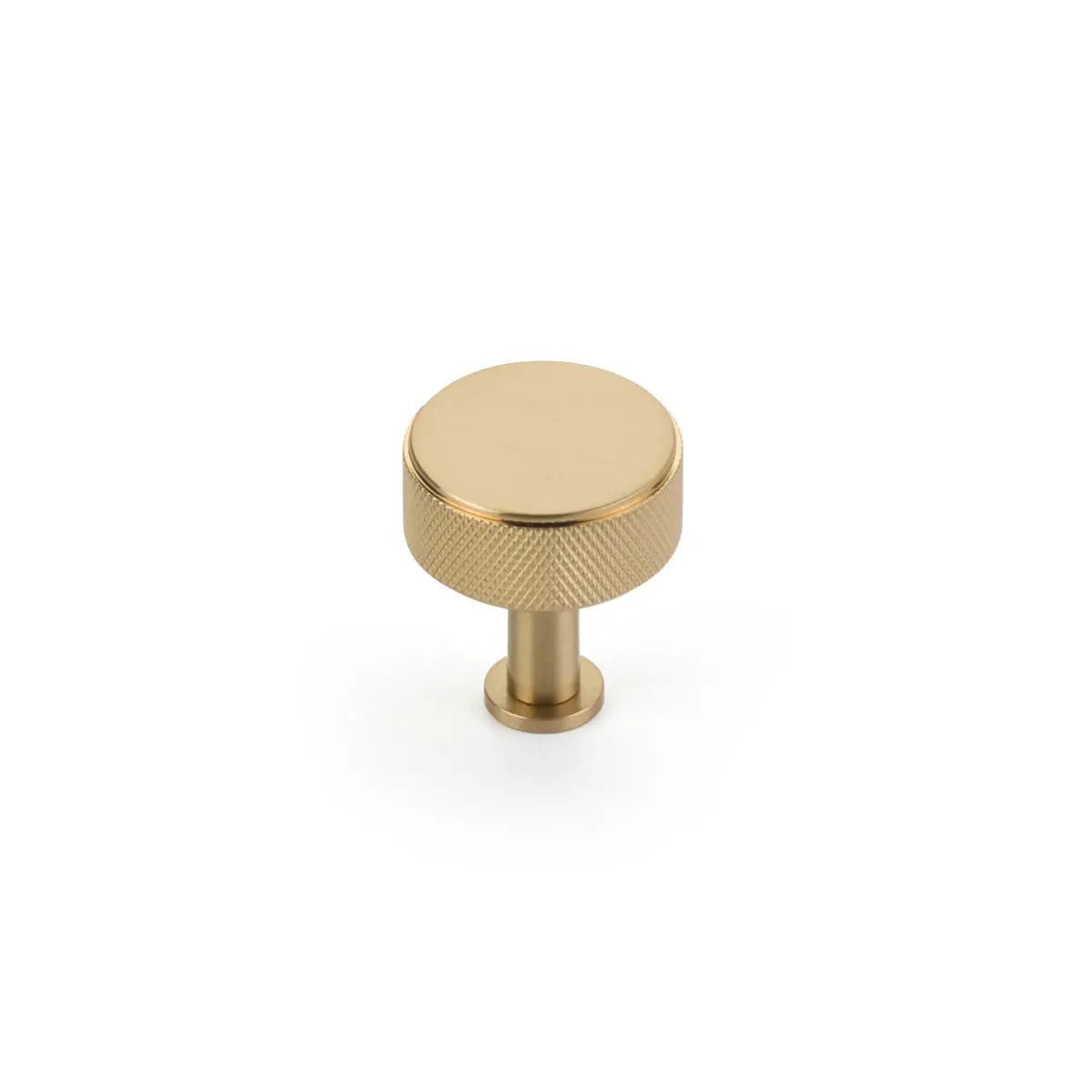 Schaub Pub House, Round Knob, Knurled, Signature Satin Brass, 1-1/4" dia Schaub Hentell Schaub