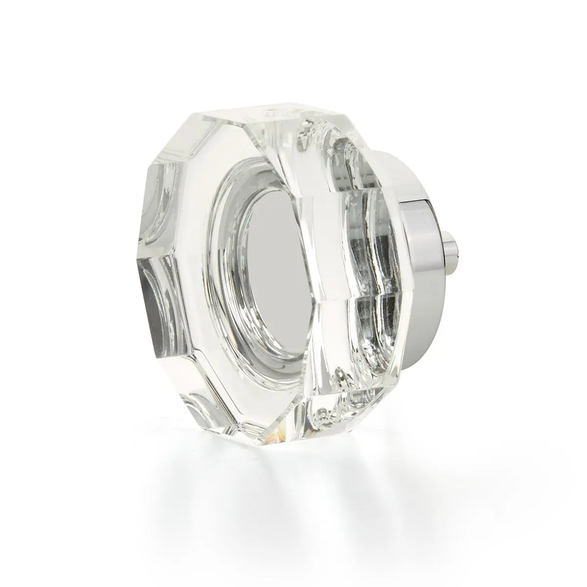 Schaub City Lights, Large, Round, Multi-Sided, Glass knob with brass base in Polished Chrome Schaub Hentell Schaub