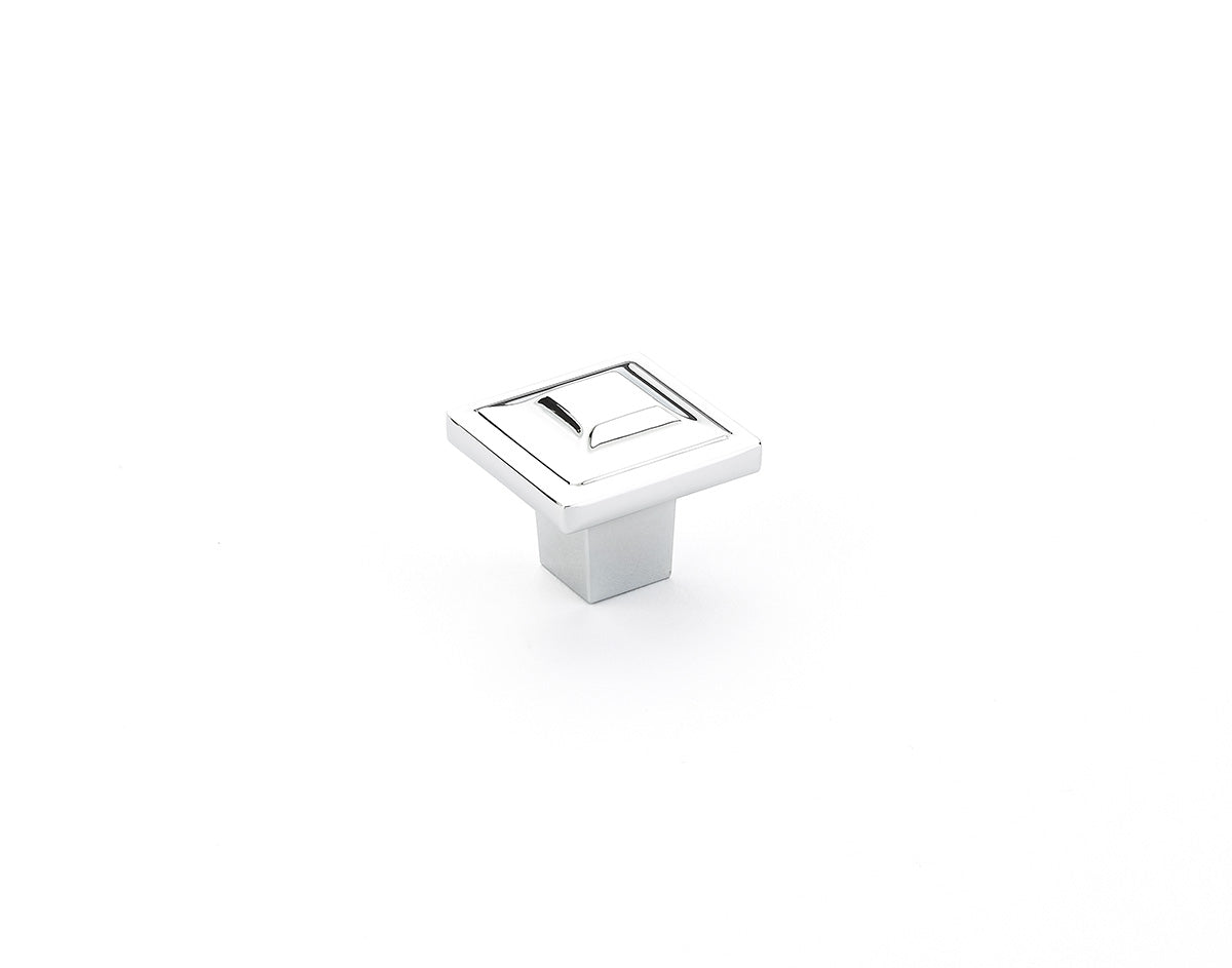 Schaub Menlo Park, Square Knob, Polished Chrome, 1-1/4"