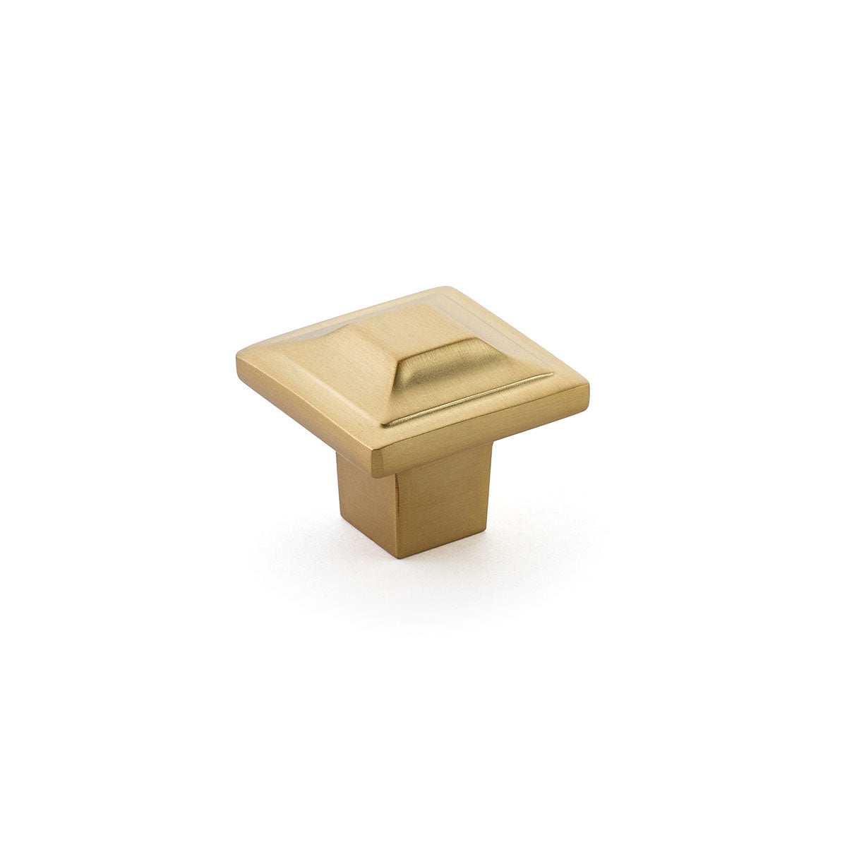 Schaub Menlo Park, Square Knob, Signature Satin Brass, 1-1/4"