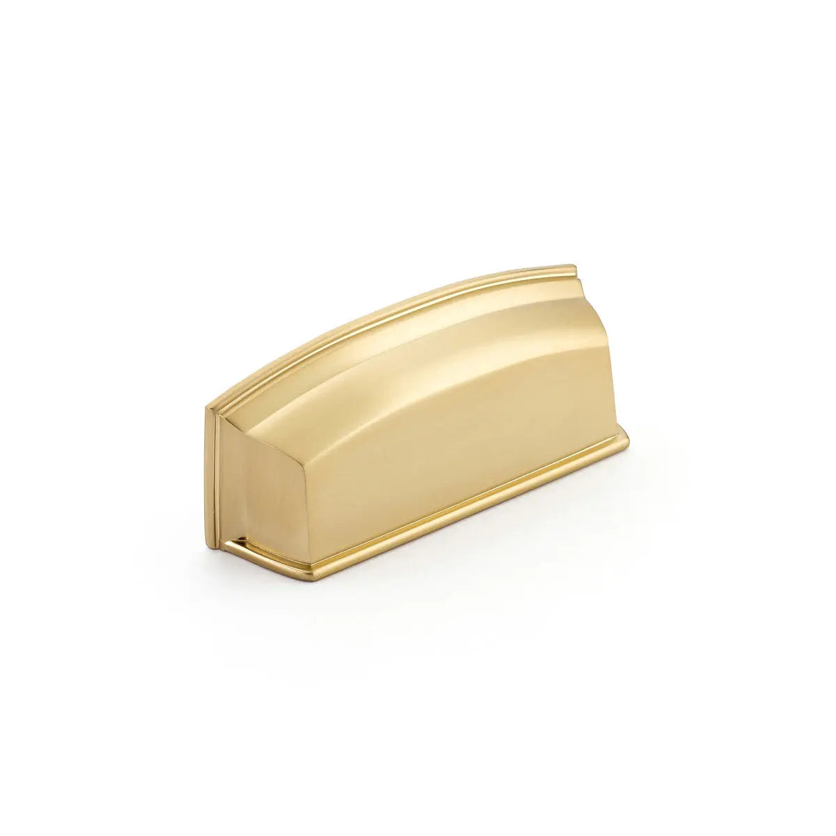 Schaub Menlo Park, Cup Pull, 3-1/2" cc, Signature Satin Brass Schaub Hentell Schaub