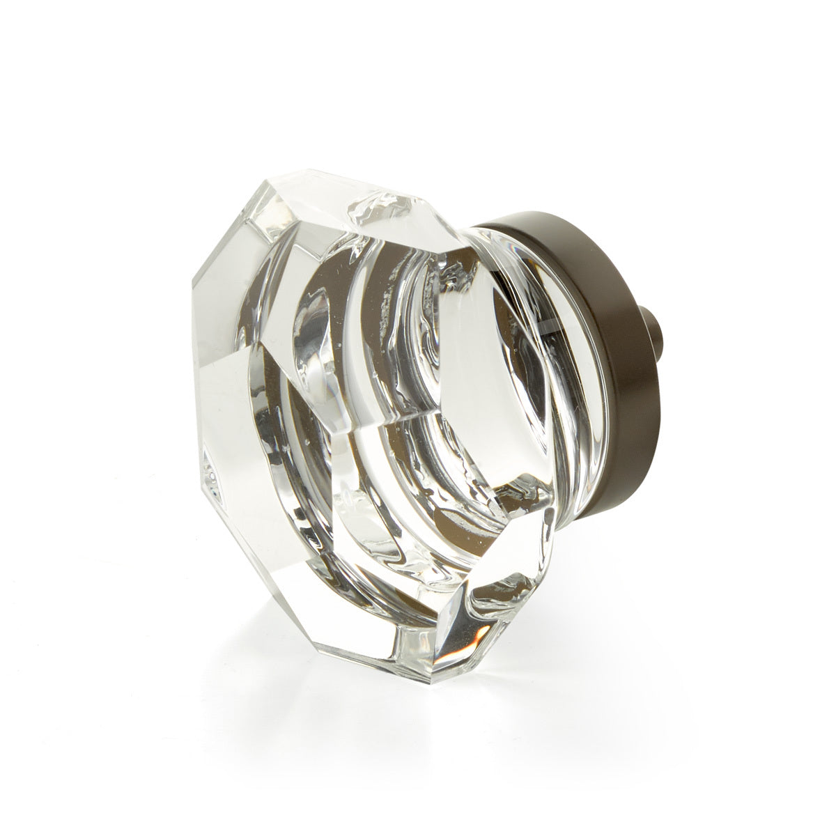 Schaub City Lights, Dome Faceted glass knob with brass base in Oil Rubbed Bronze Schaub Hentell Schaub