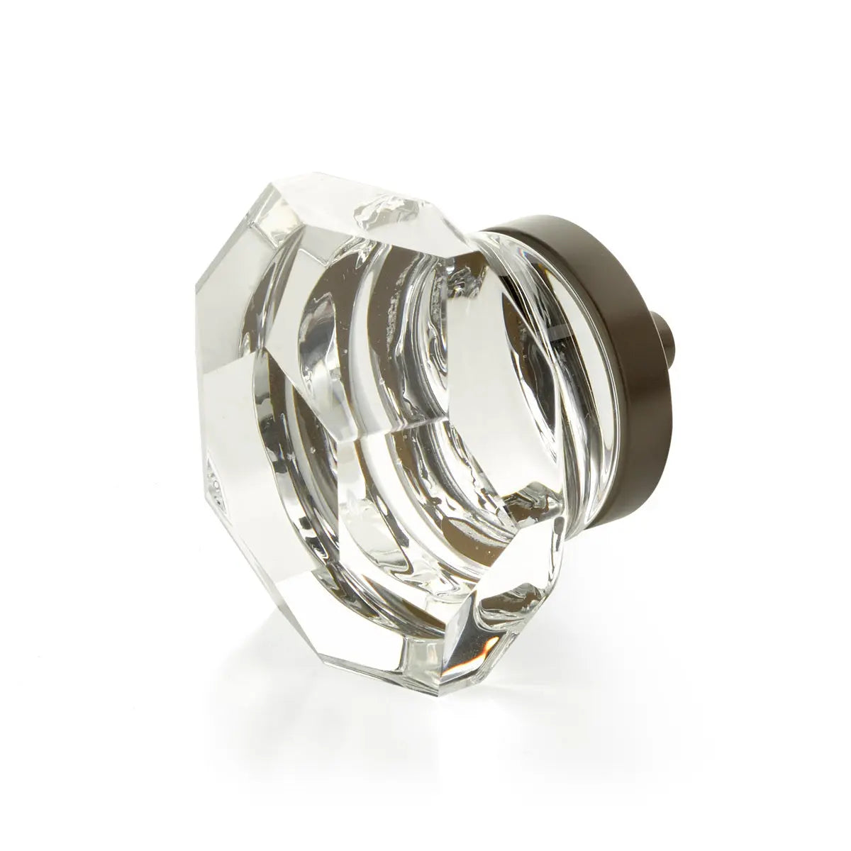 Schaub City Lights, Dome Faceted glass knob with brass base in Oil Rubbed Bronze Schaub Hentell Schaub