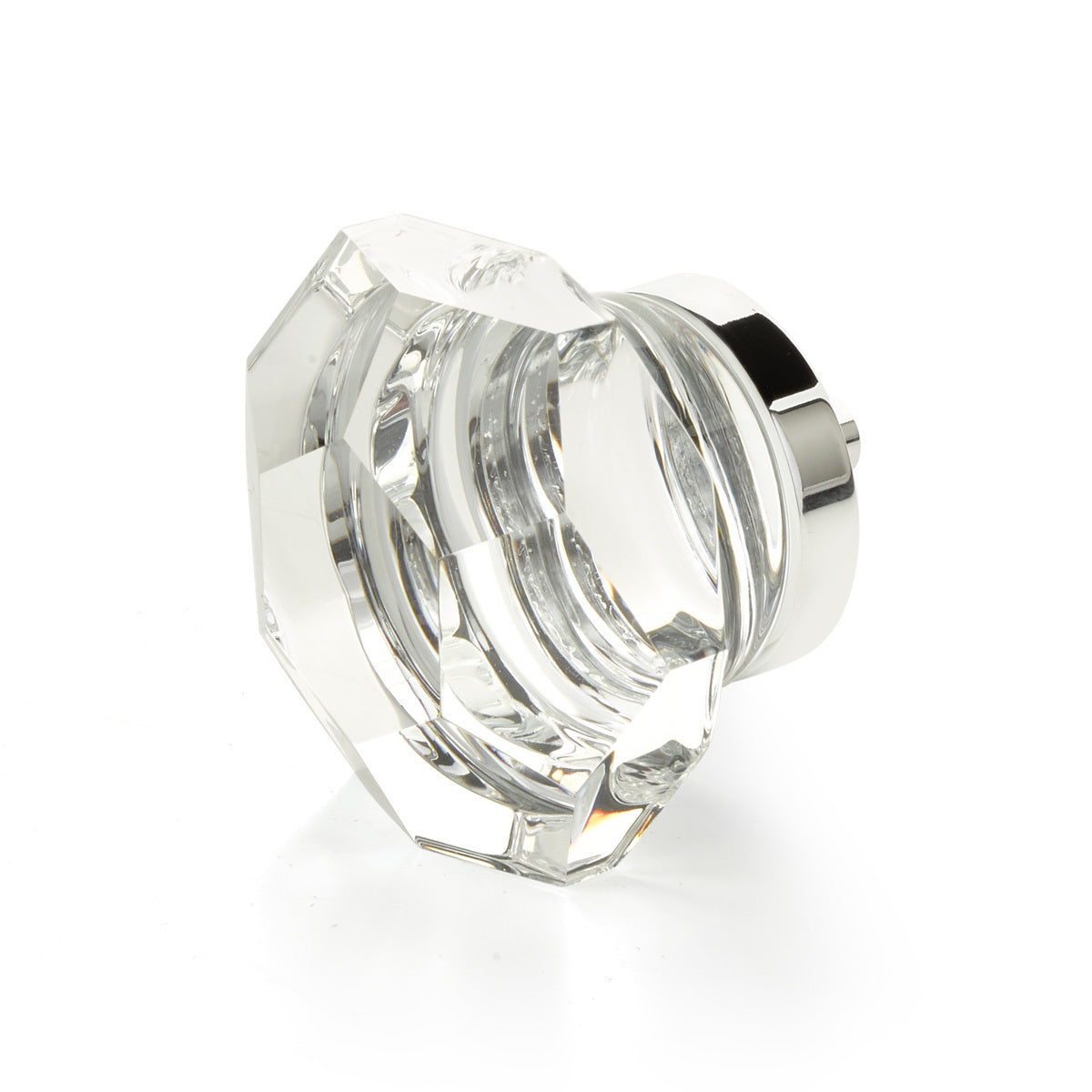 Schaub City Lights, Dome Faceted glass knob with brass base in Polished Chrome Schaub Hentell Schaub