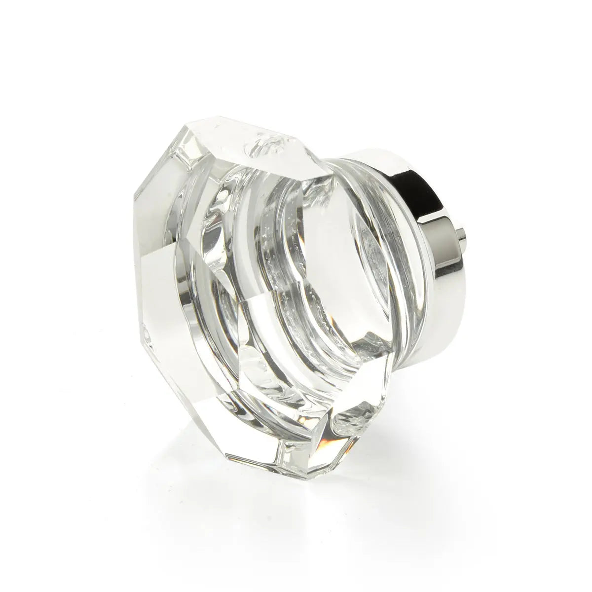 Schaub City Lights, Dome Faceted glass knob with brass base in Polished Chrome Schaub Hentell Schaub