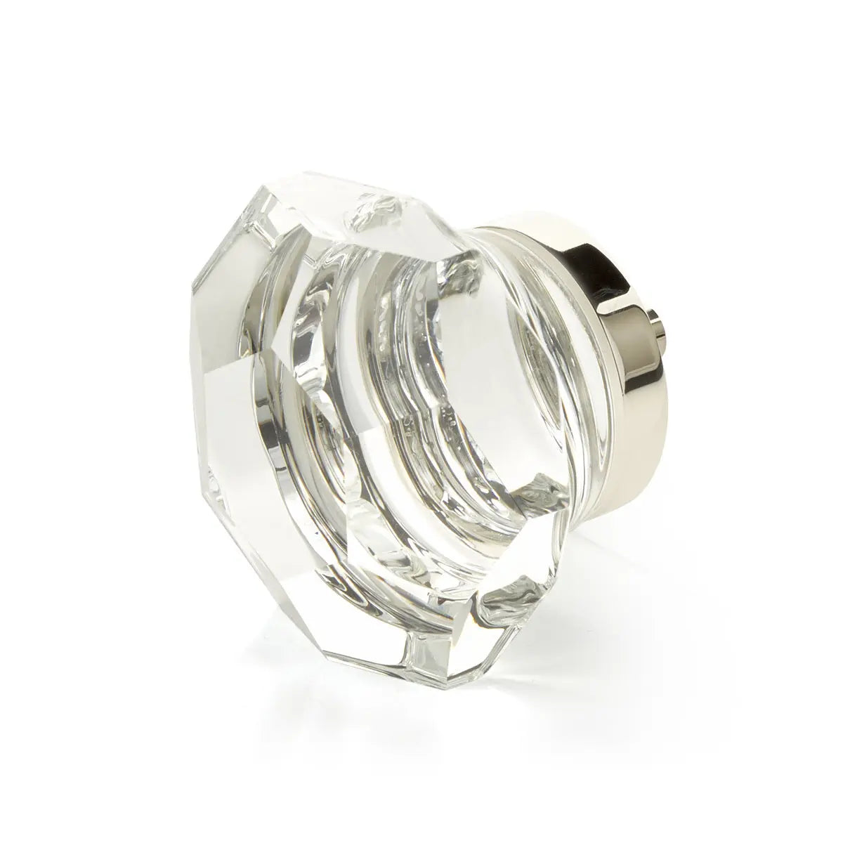 Schaub City Lights, Dome Faceted glass knob with brass base in Polished Nickel Schaub Hentell Schaub