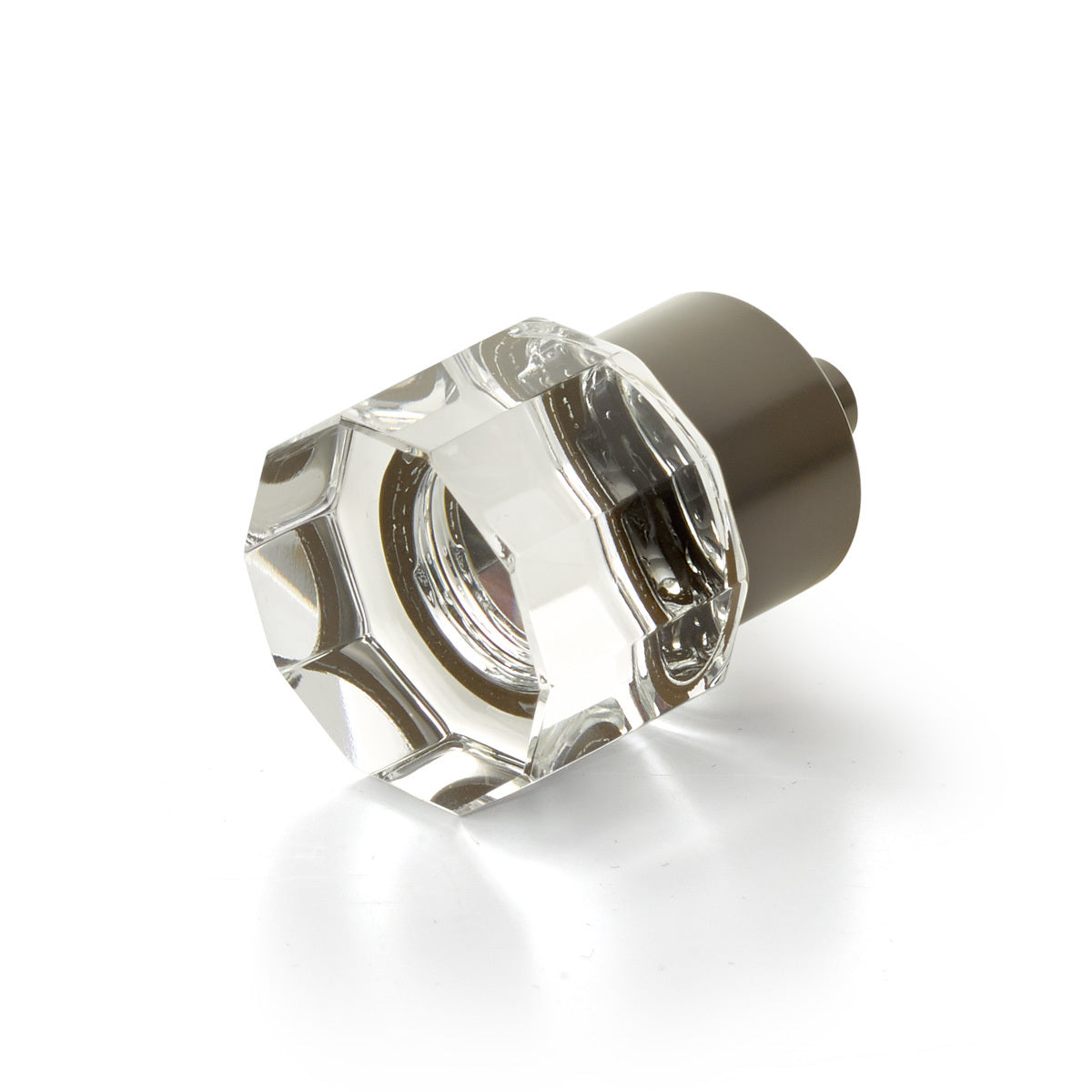 Schaub City Lights, Small Round Multi-Sided Glass Knob with brass base in Oil Rubbed Bronze Schaub Hentell Schaub