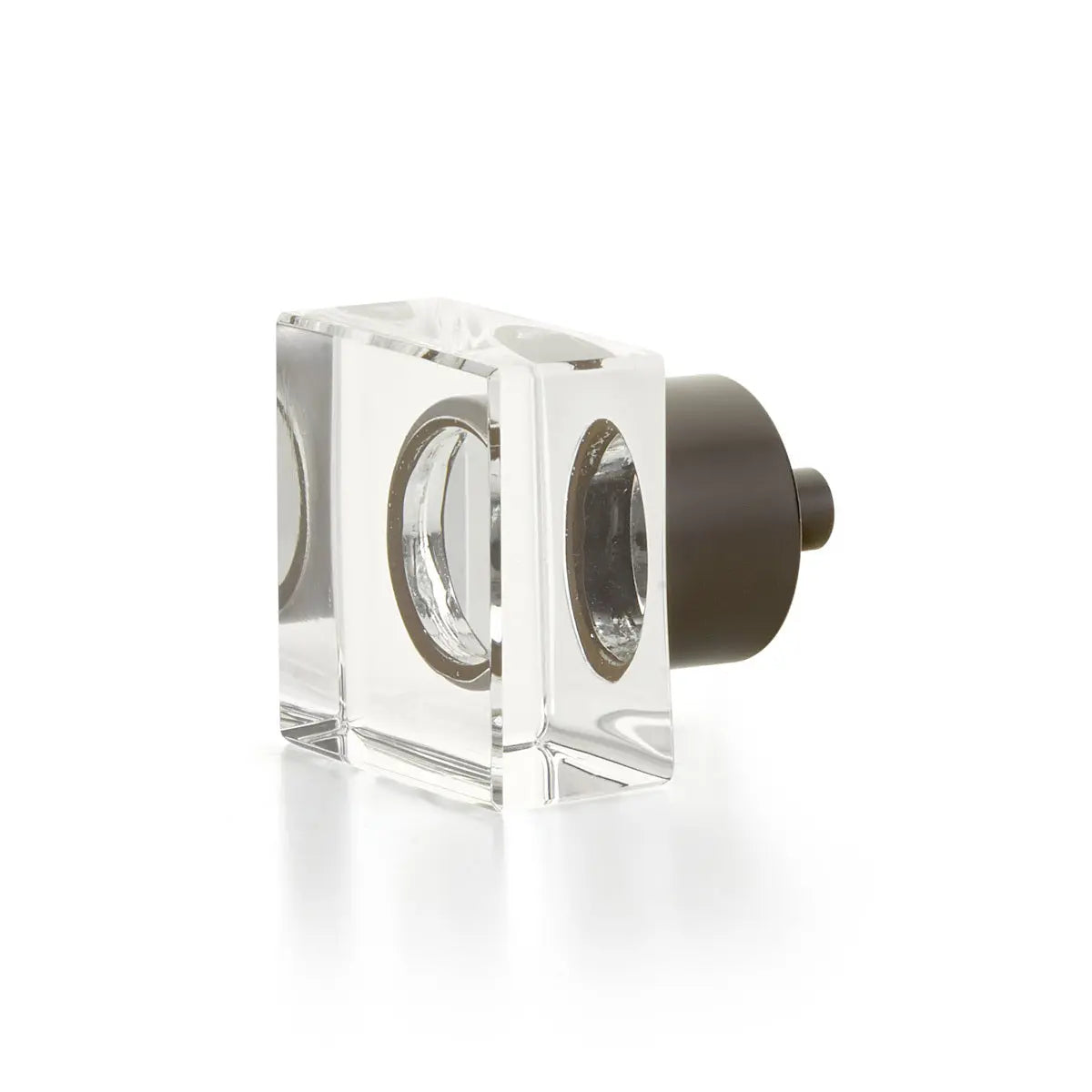 Schaub City Lights, Square Glass Knob with brass base in Oil Rubbed Bronze Schaub Hentell Schaub