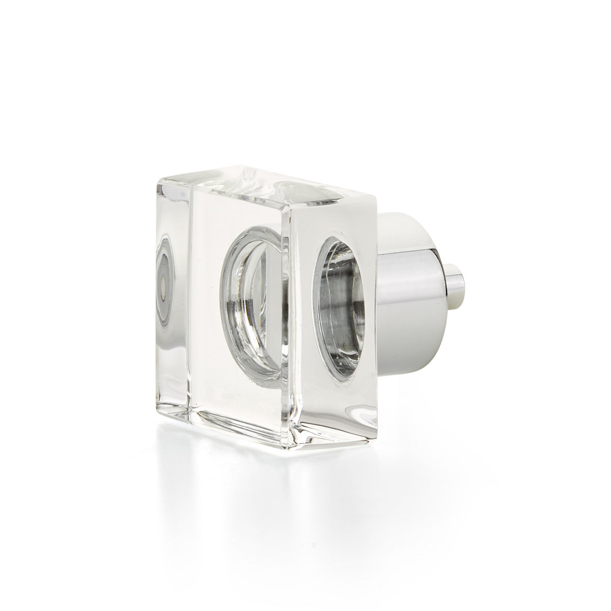 Schaub City Lights, Square Glass Knob with brass base in Polished Chrome Schaub Hentell Schaub