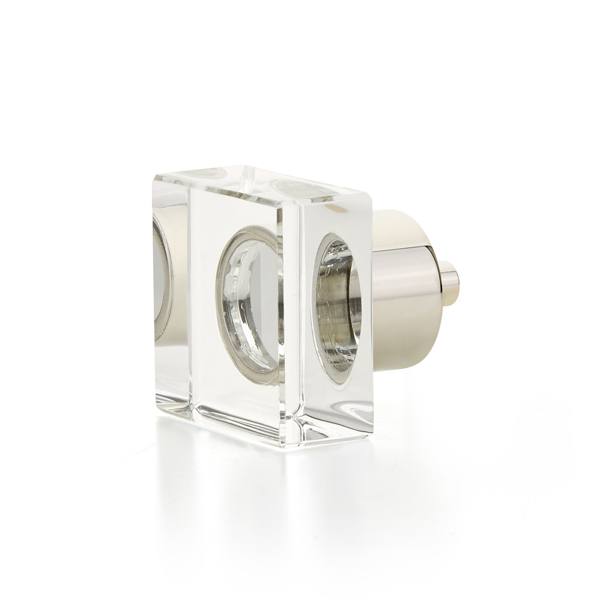 Schaub City Lights, Square Glass Knob with brass base in Polished Nickel Schaub Hentell Schaub