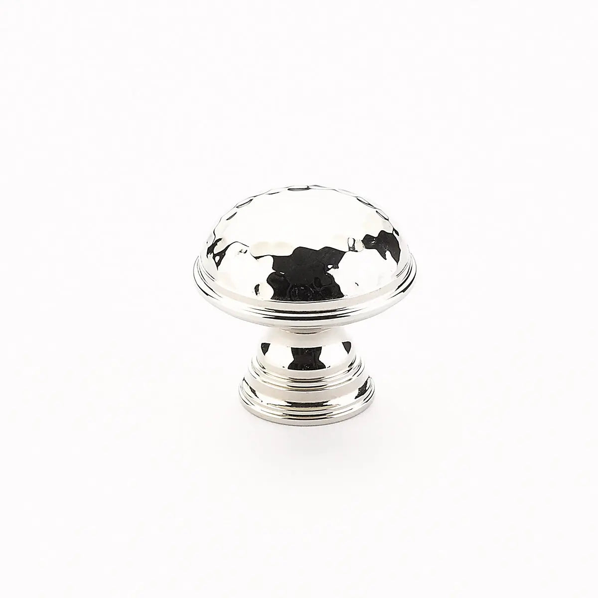Schaub Atherton, Knob, Hammered, Plain Edges, Polished Nickel, 1-1/4" Schaub Hentell Schaub
