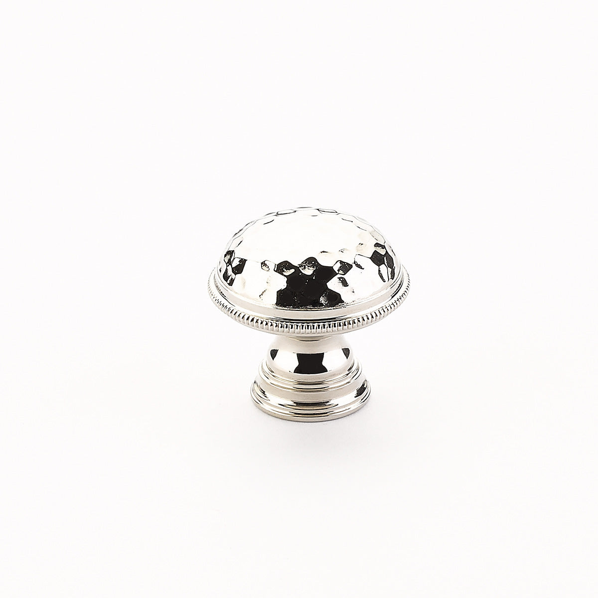 Schaub Atherton, Knob, Hammered, Knurled Edges, Polished Nickel, 1-1/4" Schaub Hentell Schaub