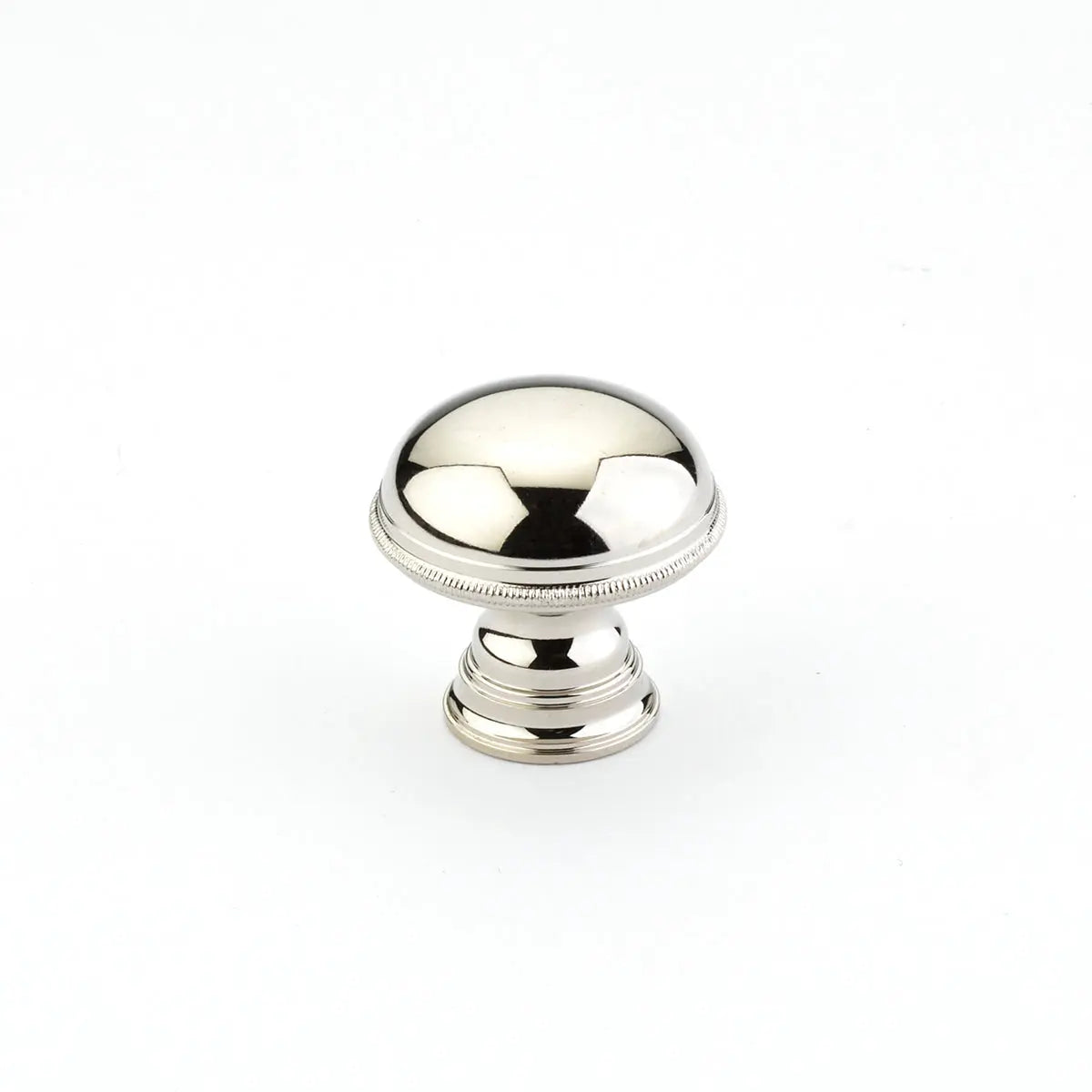 Schaub Atherton, Knob, Plain, Knurled Edges, Polished Nickel, 1-1/4" Schaub Hentell Schaub