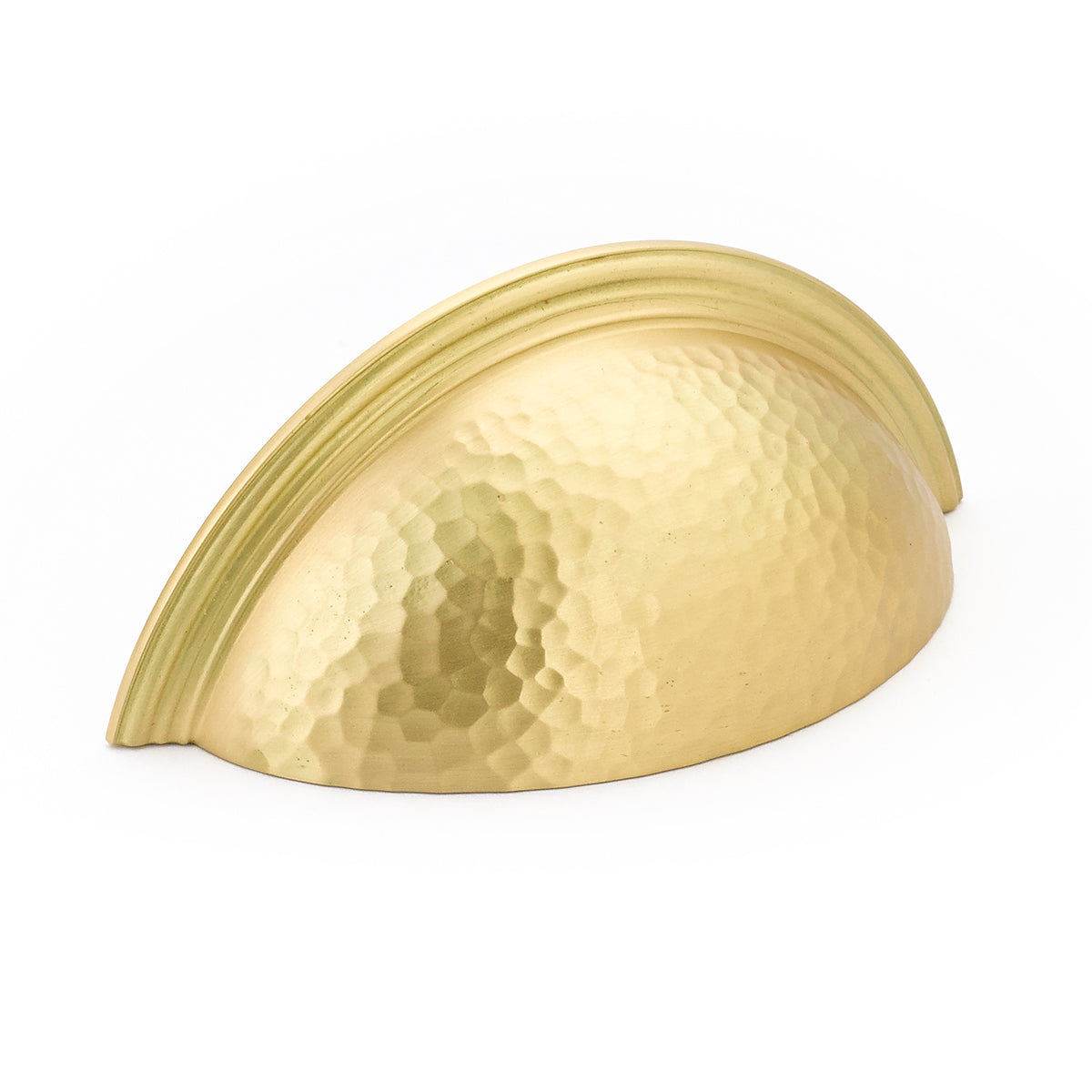 Schaub Atherton, Cup Pull, Hammered, Plain Edges, Satin Brass Schaub Hentell Schaub