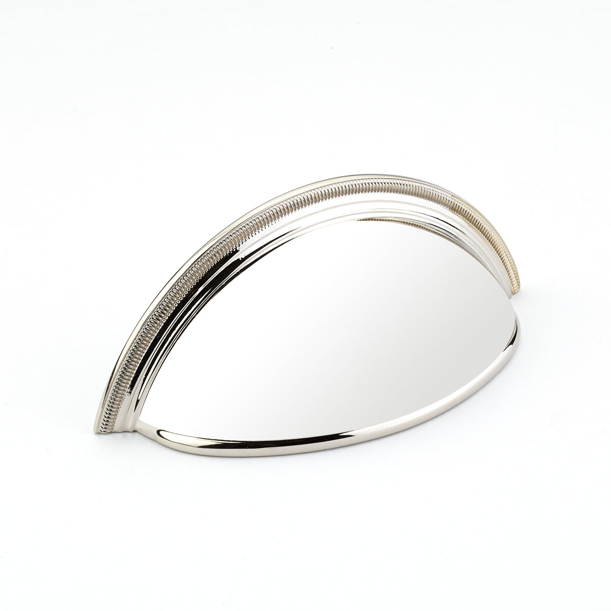 Schaub Atherton, Cup Pull, Plain Surface, Knurled Edges, Polished Nickel Schaub Hentell Schaub