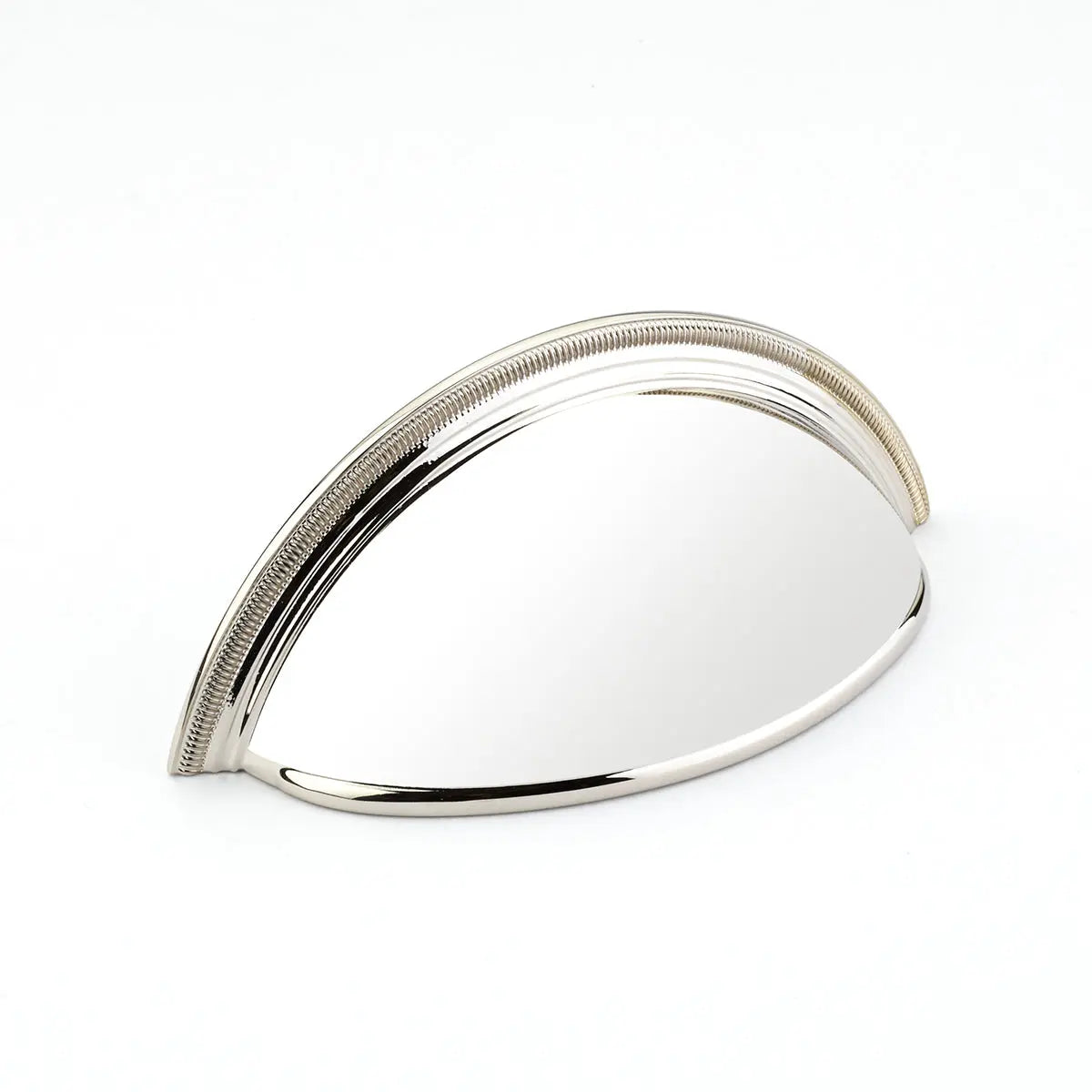 Schaub Atherton, Cup Pull, Plain Surface, Knurled Edges, Polished Nickel Schaub Hentell Schaub