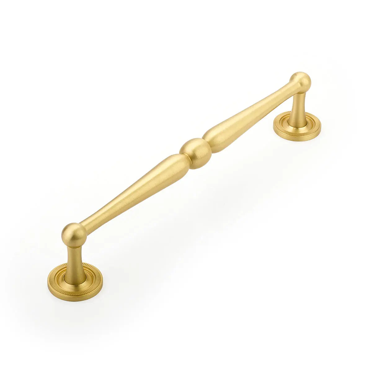 Schaub Atherton, Pull, 8" cc with knurled footplate, Satin Brass Schaub Hentell Schaub