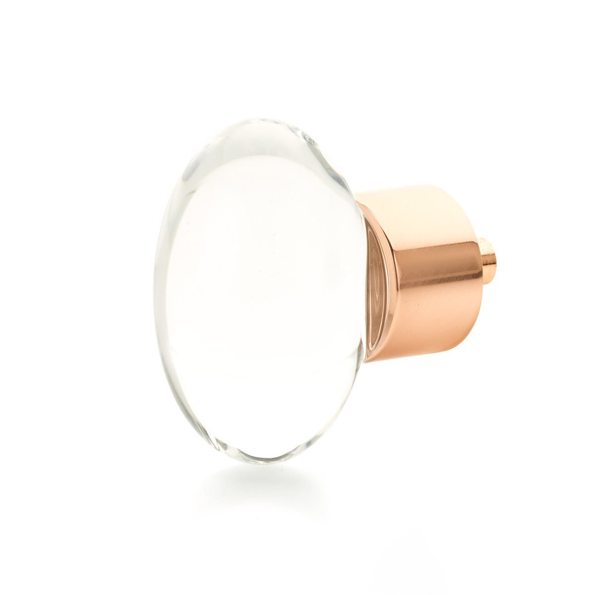 Schaub City Lights, Oval Glass Knob with brass base in Polished Rose Gold Schaub Hentell Schaub