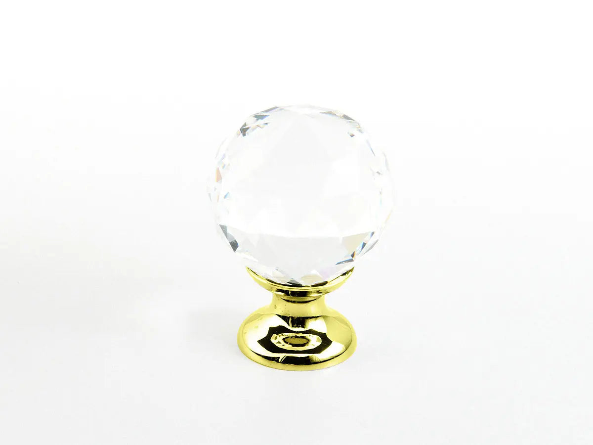 Schaub Stargaze , Knob, Clear, Round Crystal, Polished Brass 1-1/8" dia Schaub Hentell Schaub