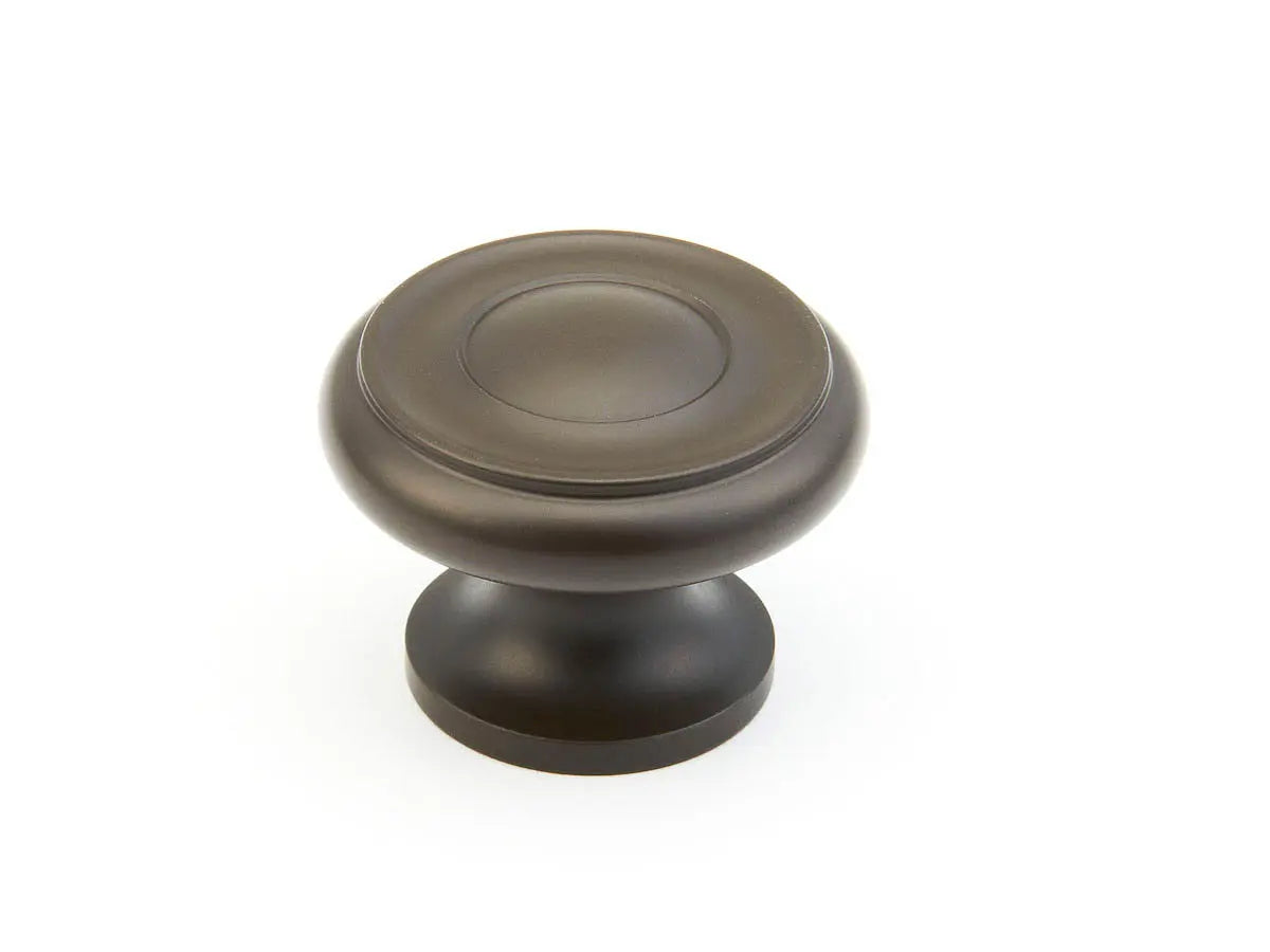 Schaub Traditional / Colonial, Stepped Round Knob, Oil Rubbed Bronze, 1-1/4" dia Schaub Hentell Schaub