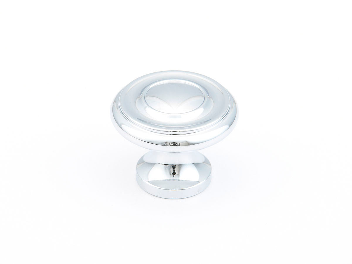 Schaub Traditional / Colonial, Stepped Round Knob, Polished Chrome, 1-1/4" dia Schaub Hentell Schaub