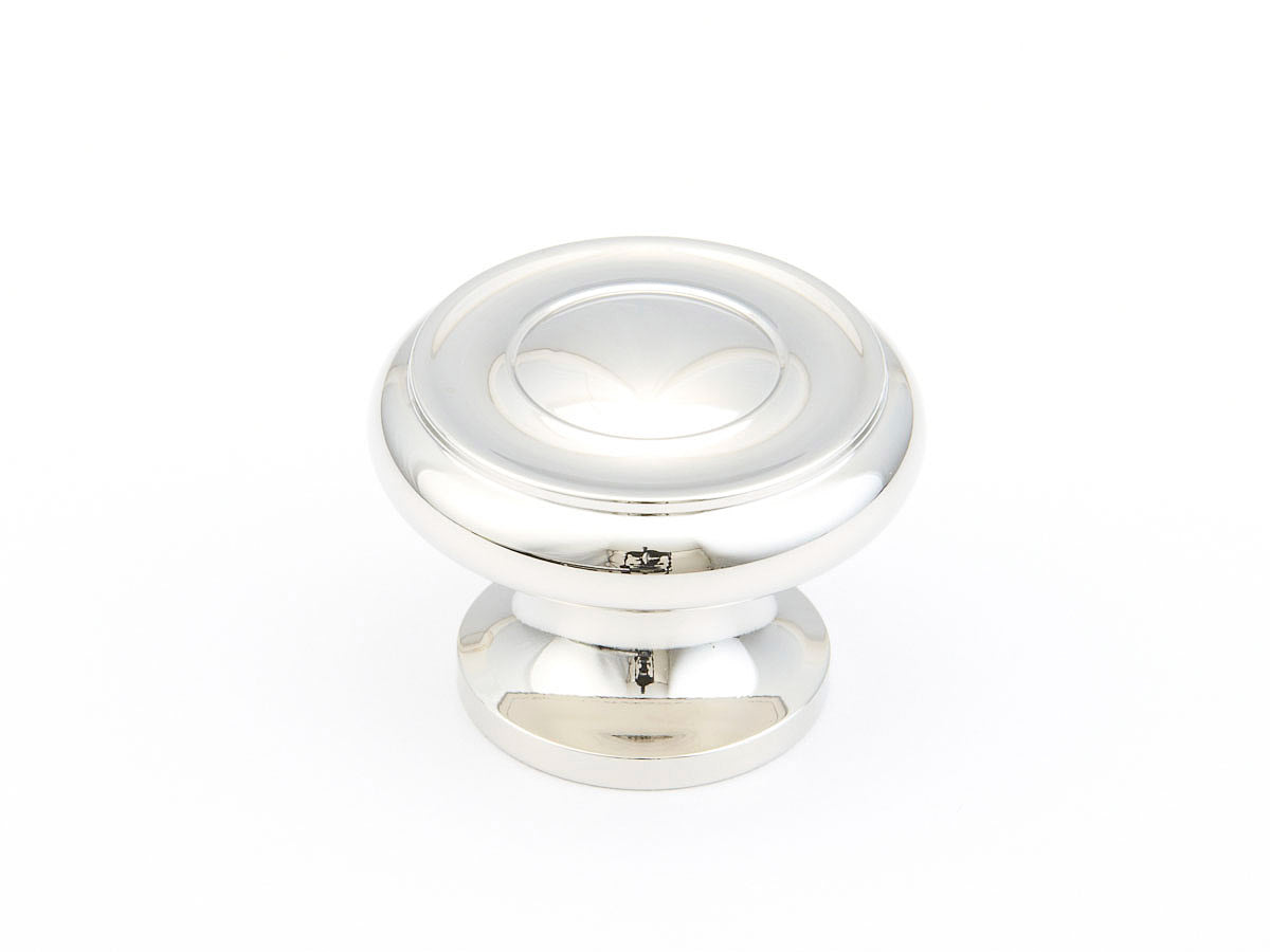 Schaub Traditional, Stepped Round Knob, Polished Nickel , 1-1/4" dia Schaub Hentell Schaub