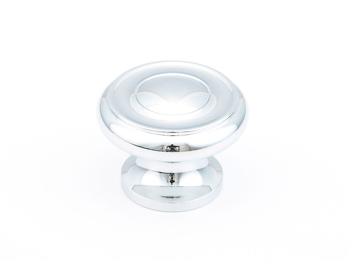 Schaub Traditional / Colonial, Stepped Round Knob, Polished Chrome, 1-1/2" dia Schaub Hentell Schaub