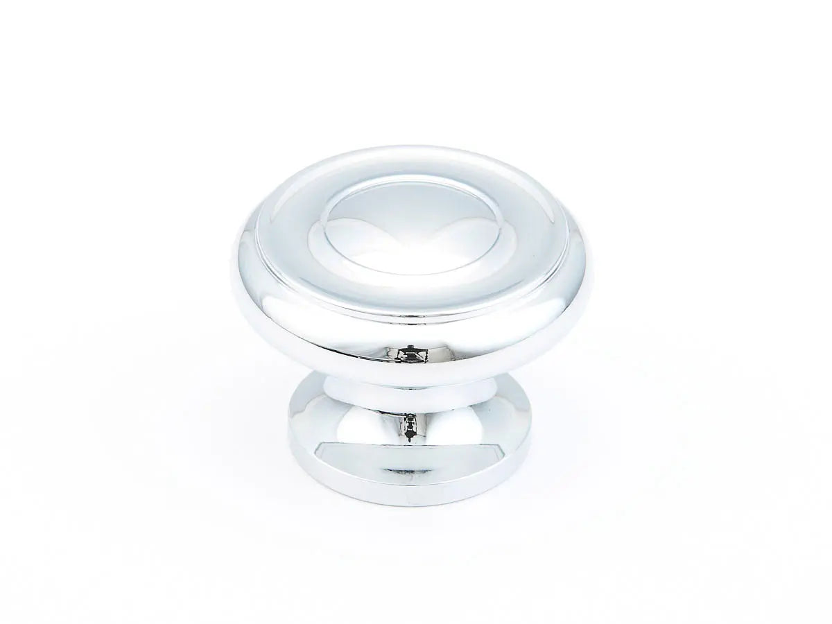 Schaub Traditional / Colonial, Stepped Round Knob, Polished Chrome, 1-1/2" dia Schaub Hentell Schaub