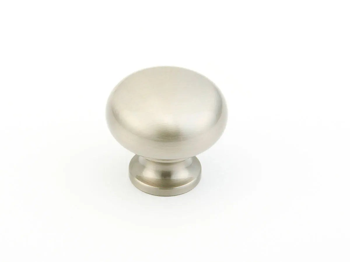 Schaub Traditional / Country, Round Knob, Satin Nickel, 1-1/4" dia Schaub Hentell Schaub