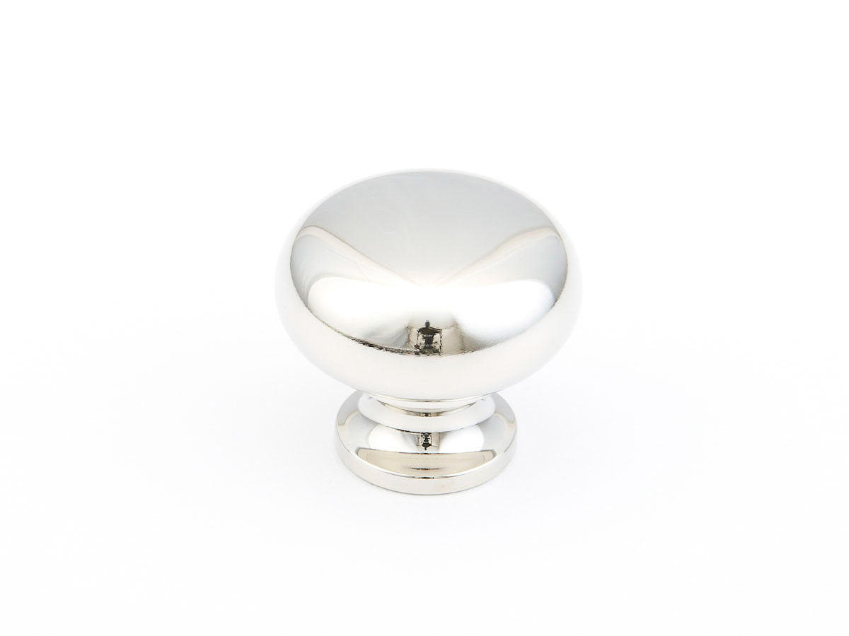 Schaub Traditional, Round Knob, Polished Nickel, 1-1/4" dia