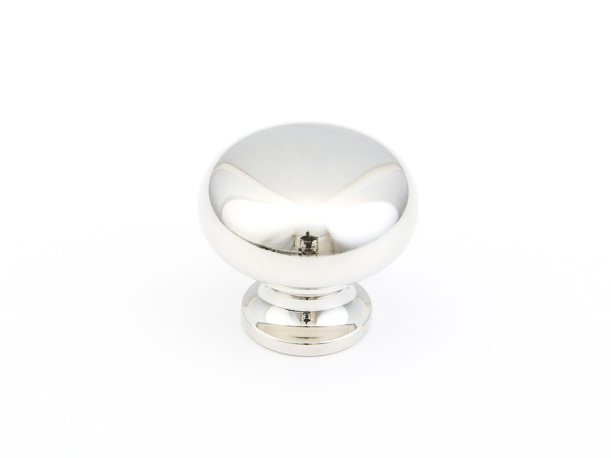 Schaub Traditional, Round Knob, Polished Nickel, 1-1/4" dia Schaub Hentell Schaub