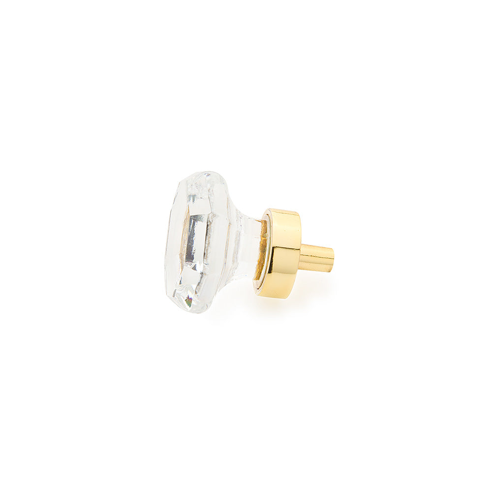 Schaub Stargaze, Knob, Octagonal Clear, Polished Brass 1-1/4" dia